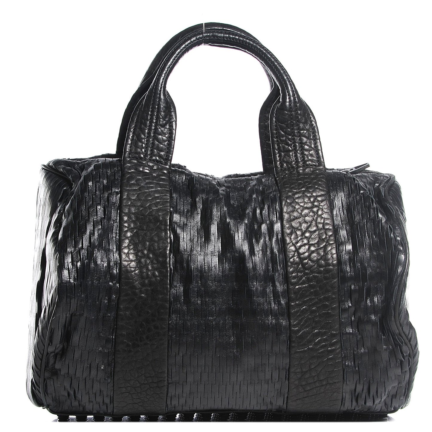 Leather Laser Cut Rocco Duffel Black Black Nickel Hardware