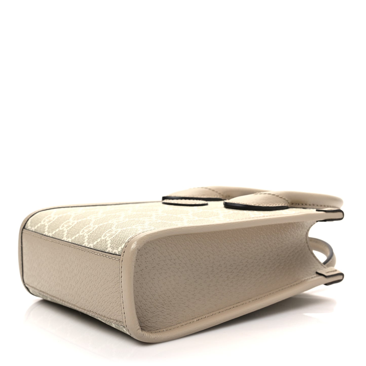 GG Supreme Monogram Textured Dollar Calfskin Mini Retro Interlocking G Tote Bag Beige Mystic White Oatmeal