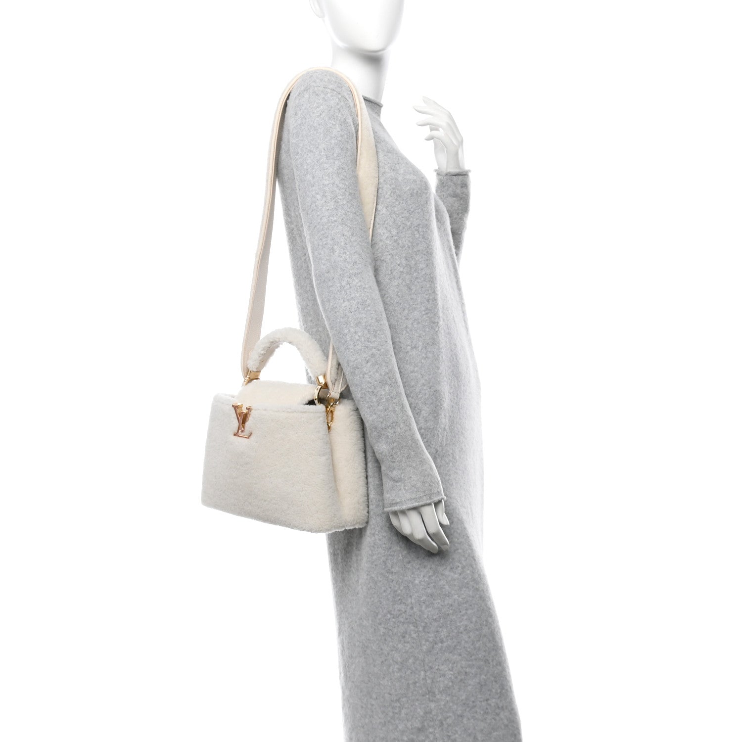 Louis Vuitton Shearling Calfskin Capucines BB White 2 of 10