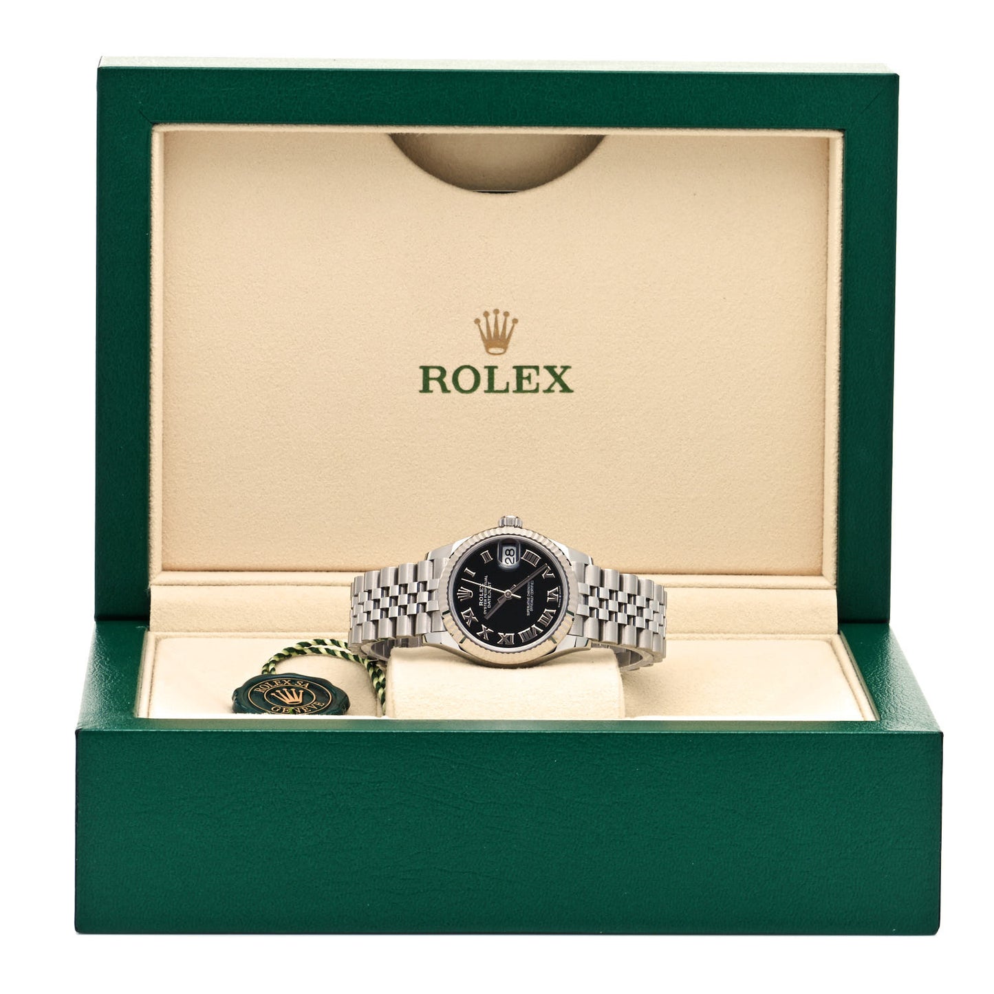 Stainless Steel 18K White Gold 31mm Oyster Perpetual Datejust Watch Black Roman 278274