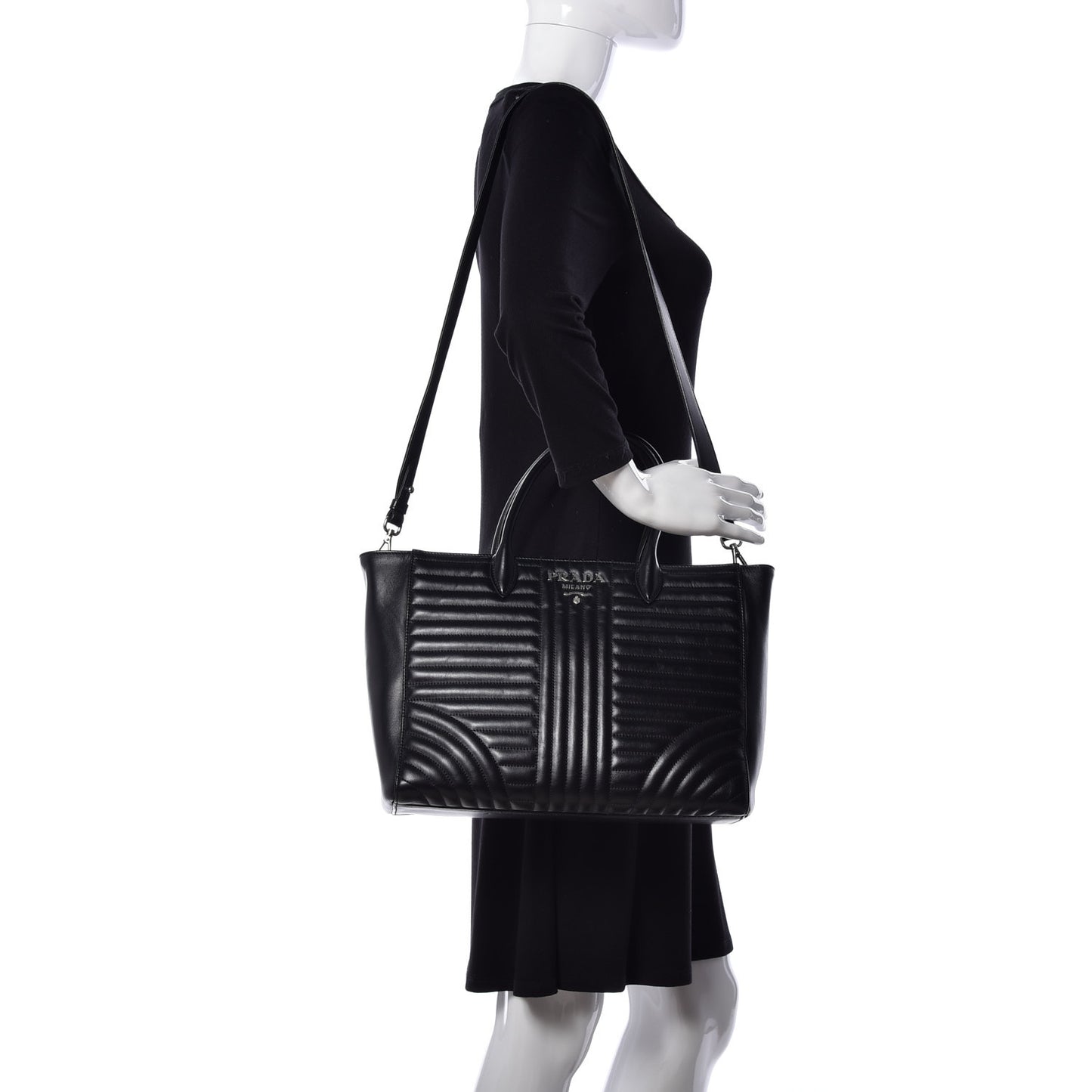 Soft Calfskin Impunture Diagramme Tote Black