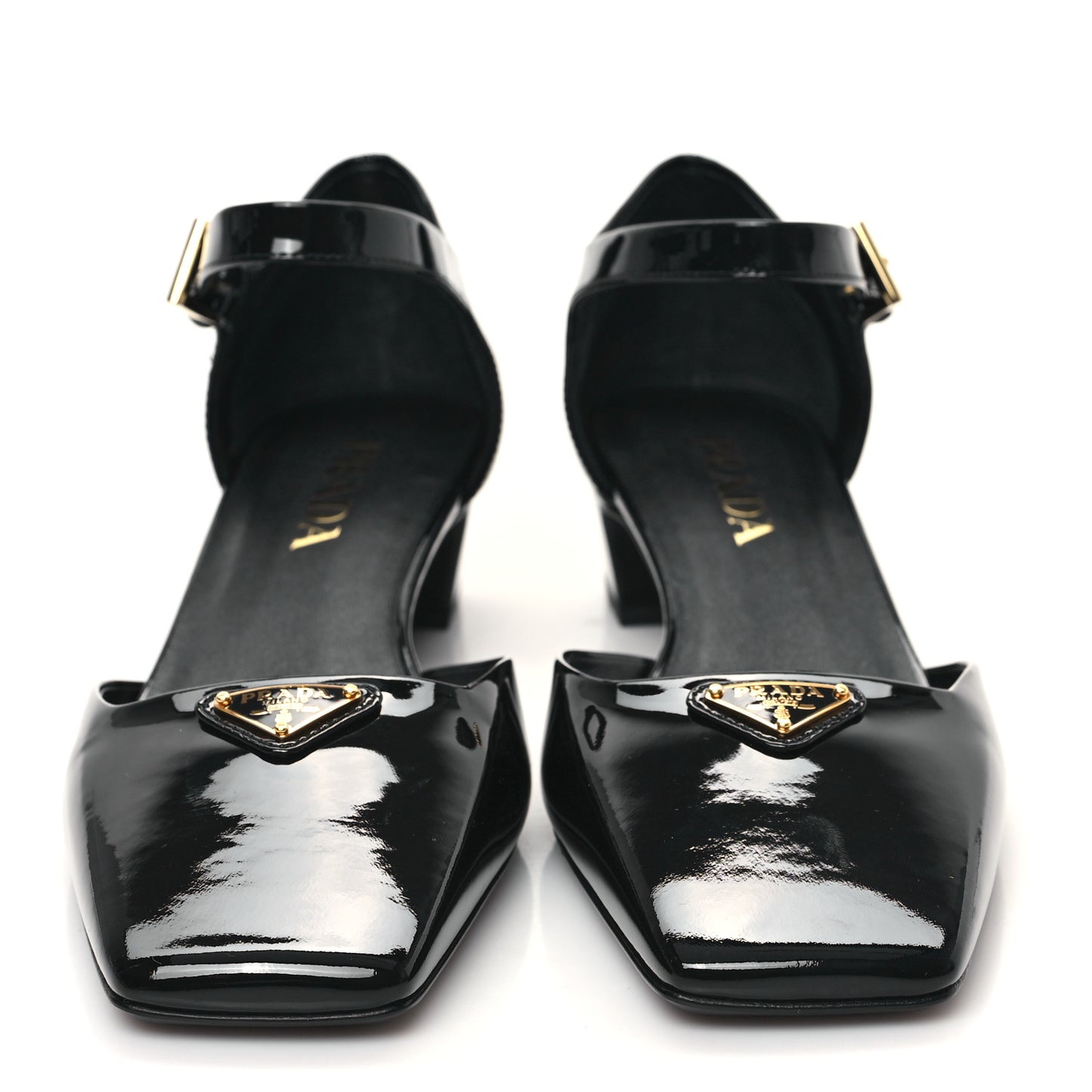 Patent Triangle Squared Toe 35mm Pumps 38 Black