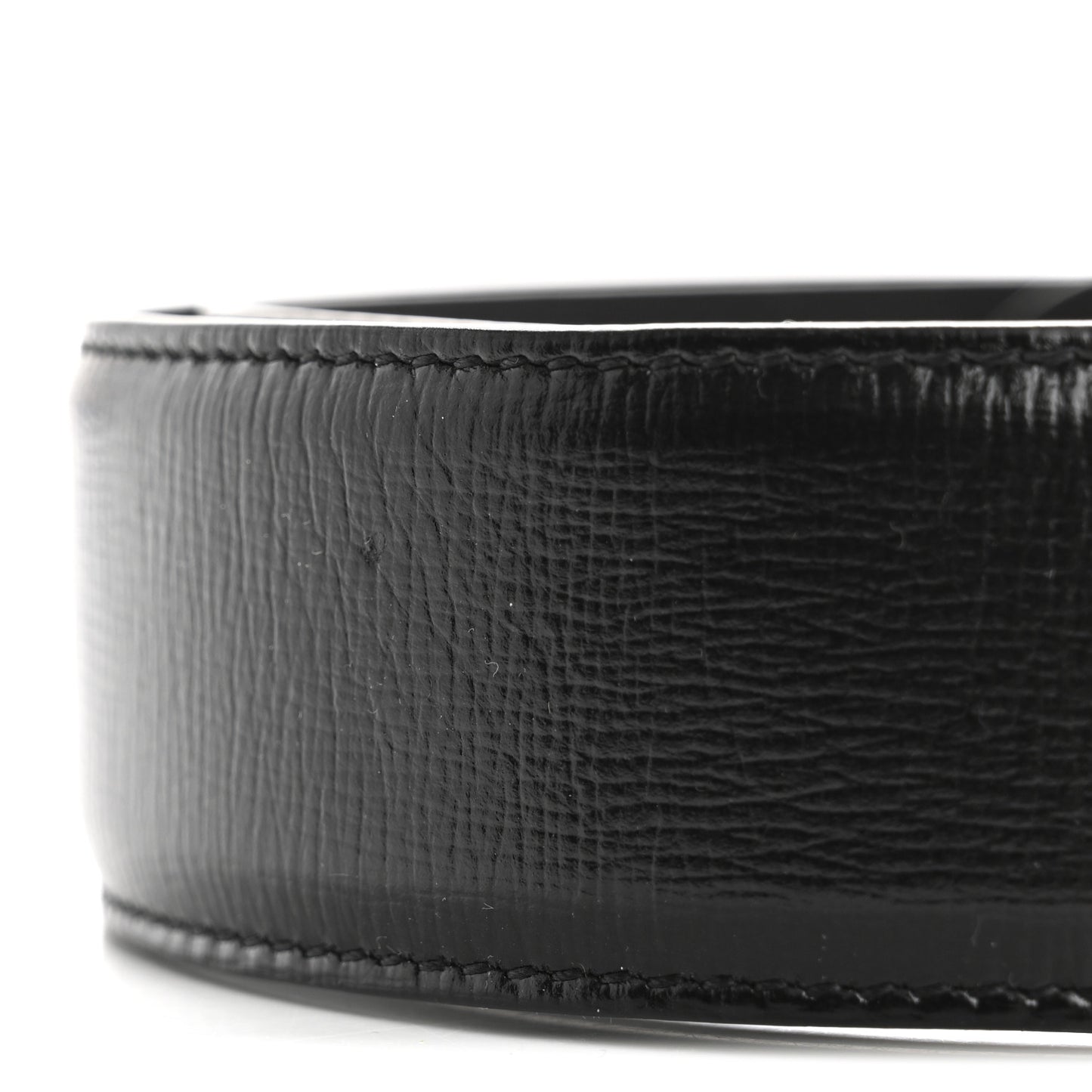 Azalea Calfskin Enamel Monochrome Double G 40mm Belt 85 34 Black