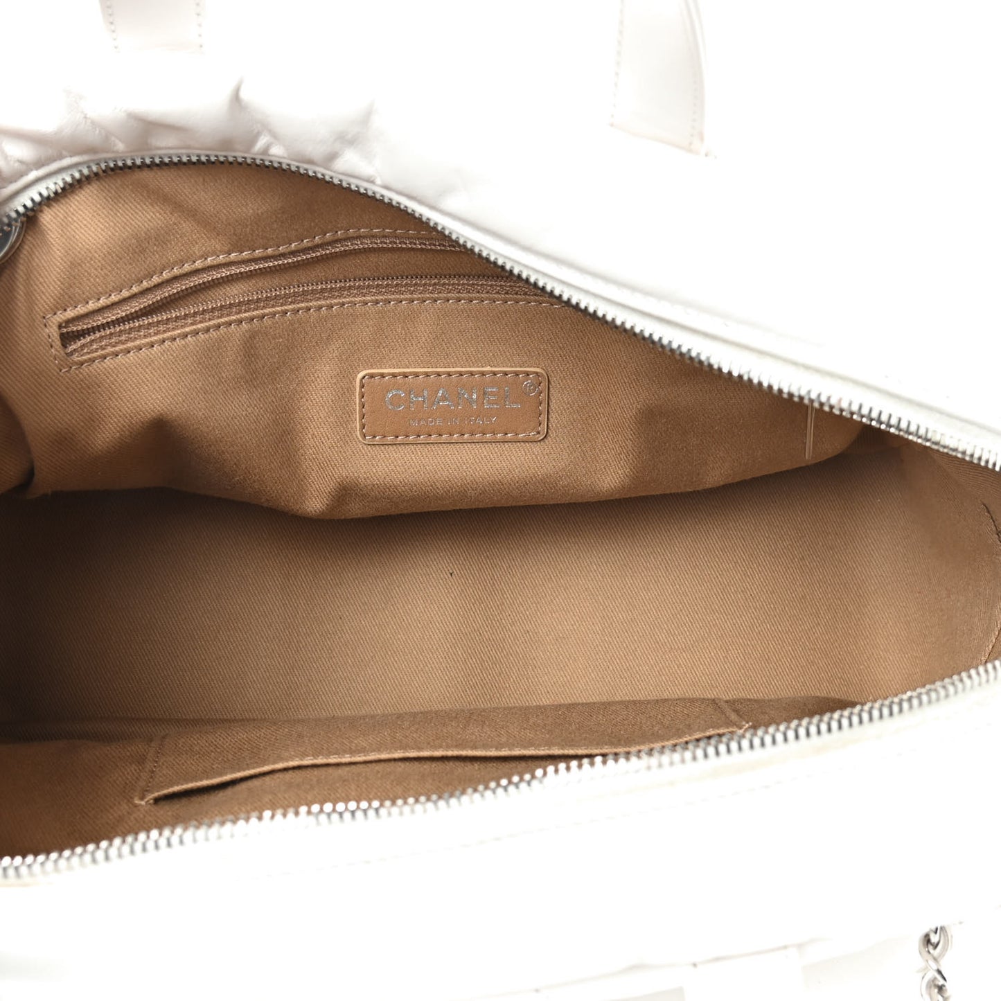 Aged Calfskin Quilted Small Express Bowling Bag White