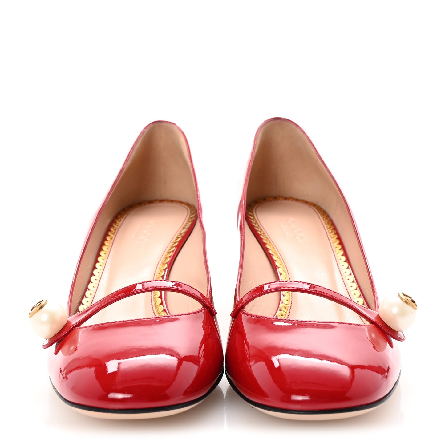 Vernice Crystal Pearl Embellished Mary Jane Pumps 37.5 Hibiscus Red