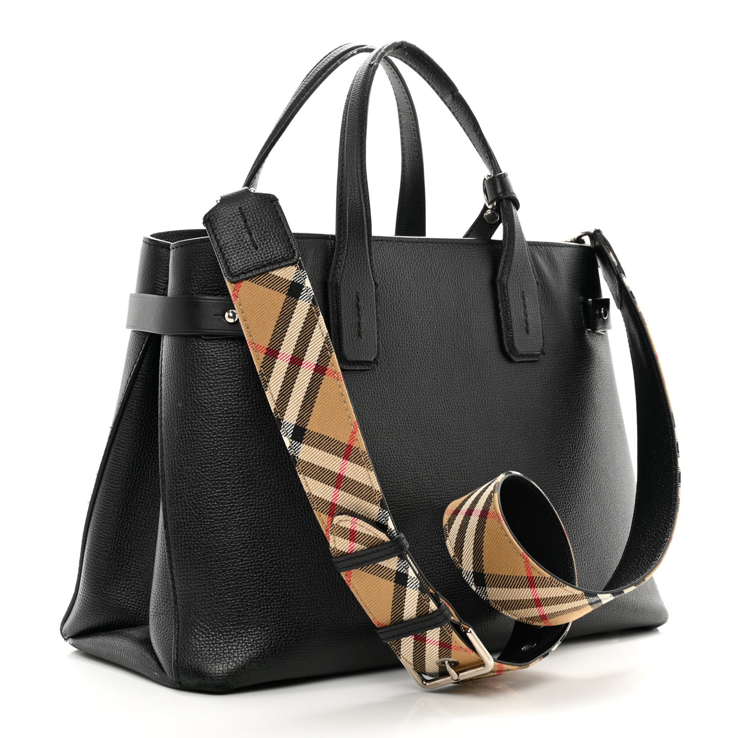 Derby Calfskin House Check Medium Banner Tote Black