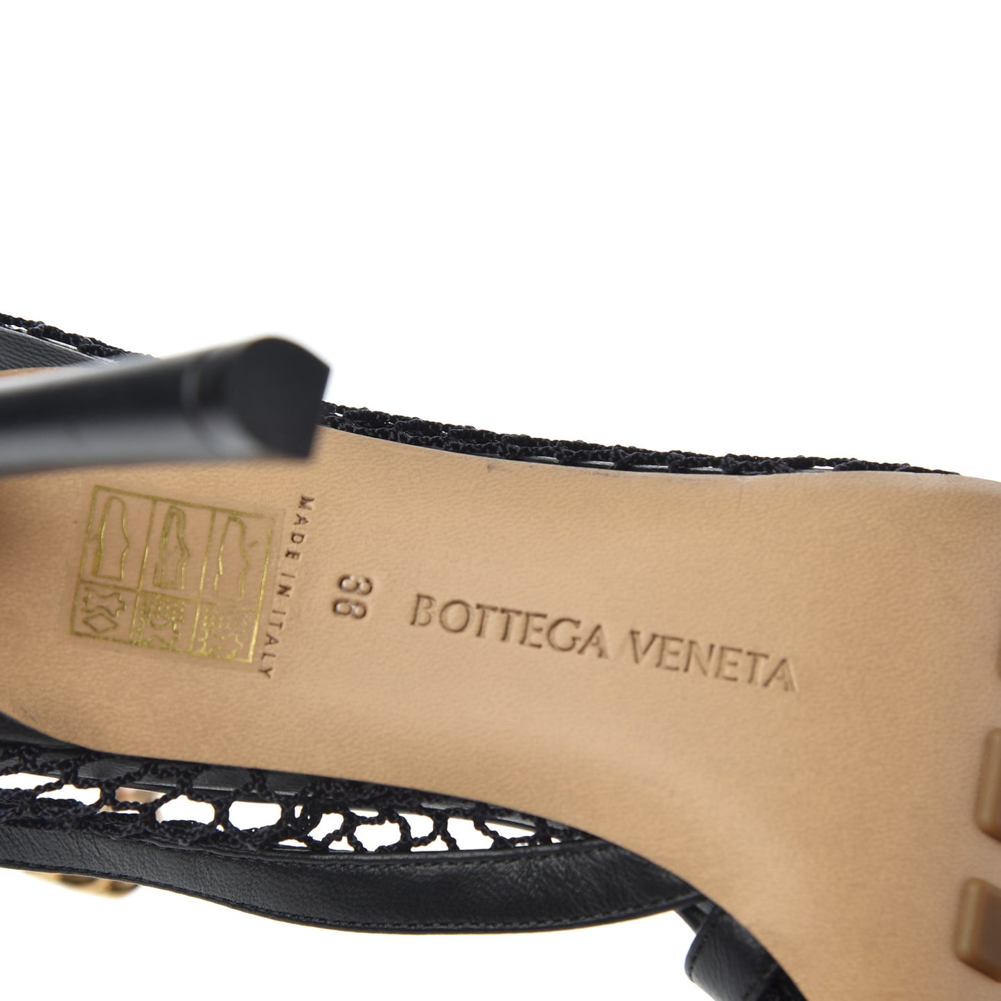 Mesh Nappa Chunky Chain Sandals 38 Black