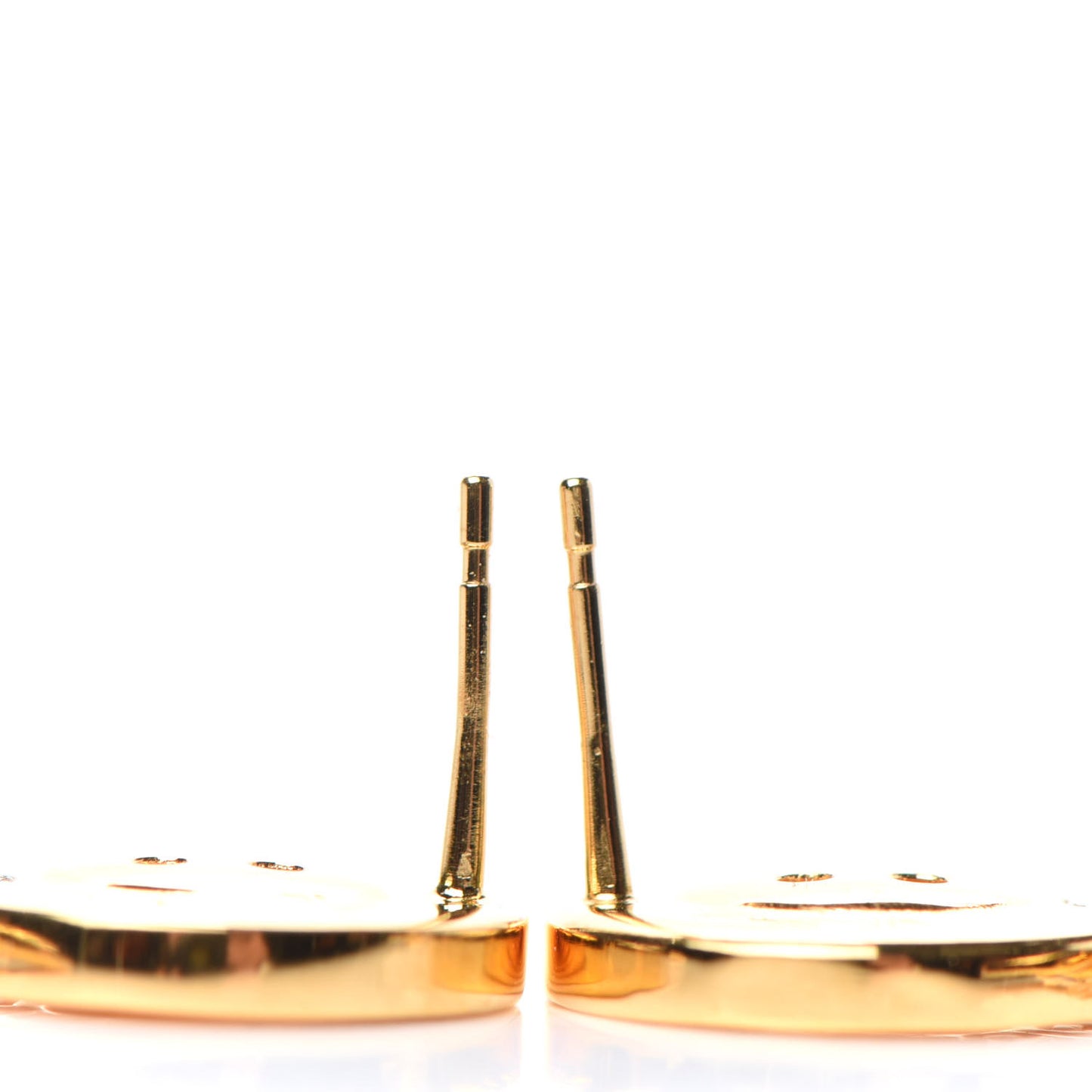 Metal Large Paris Button Earrings Gold