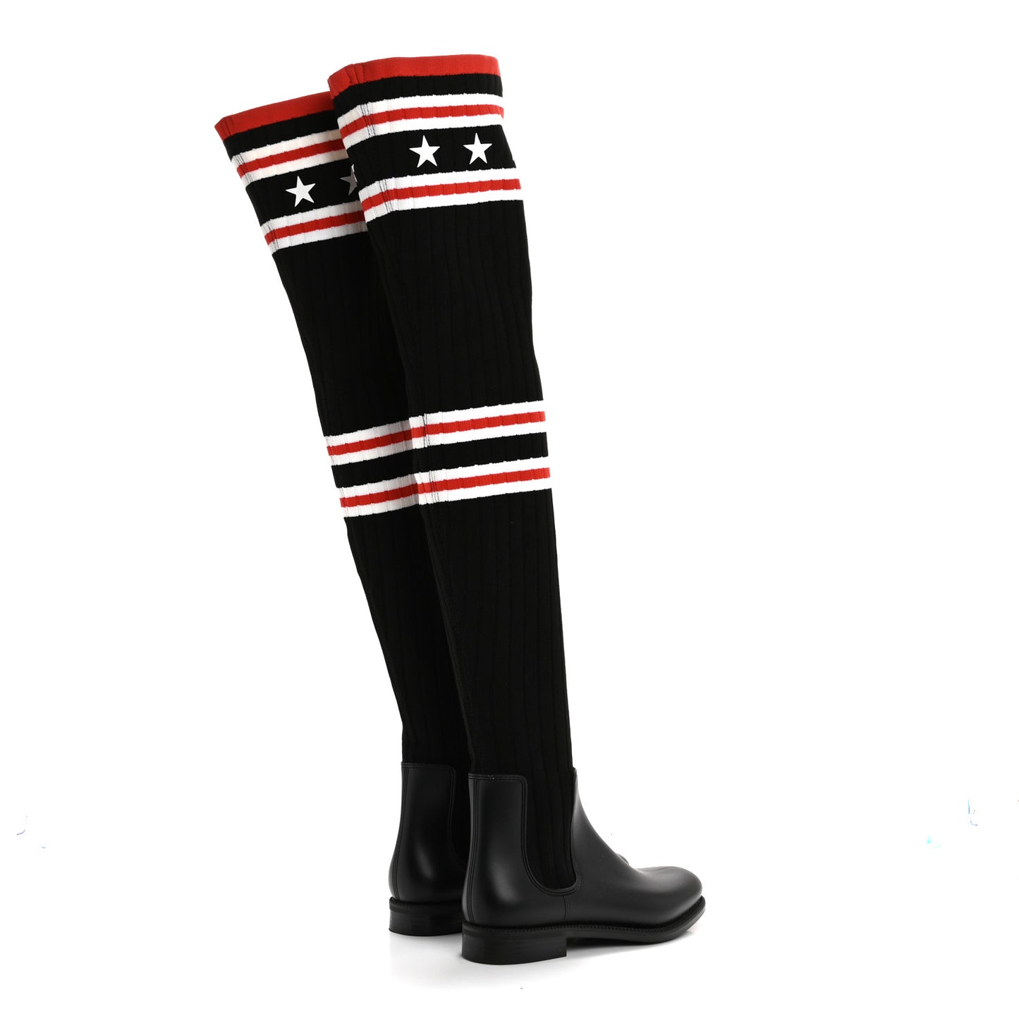 Knit Rubber Storm Over The Knee Boots 36 Black