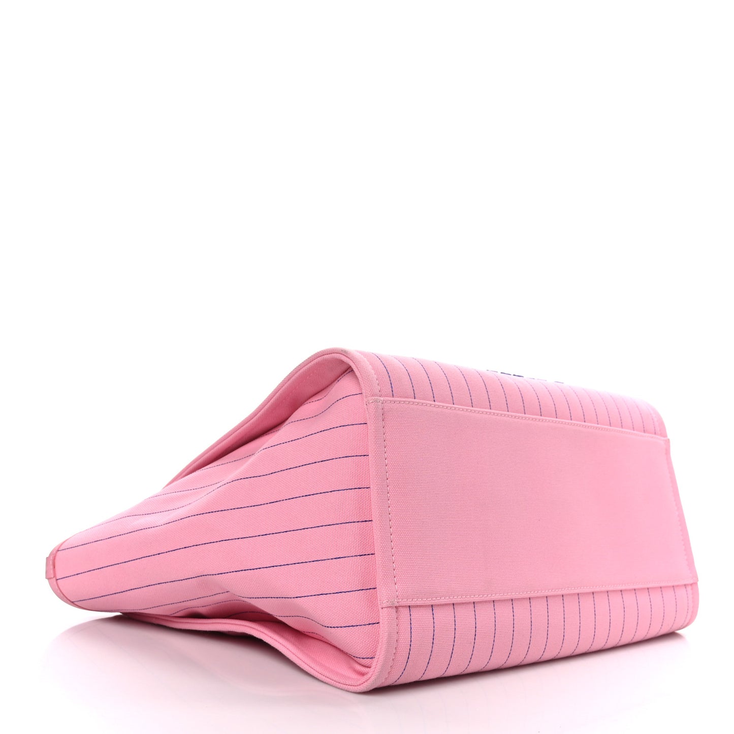 Canvas Calfskin Striped Medium Deauville Tote Pink
