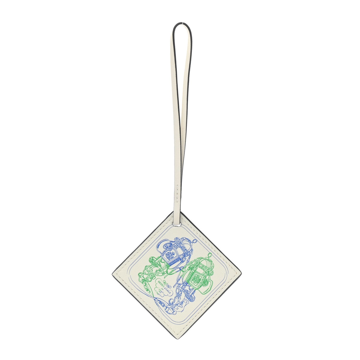 Hermes Swift Carre Nano Bag Charm White Bleu Royal Bambou 1 of 3