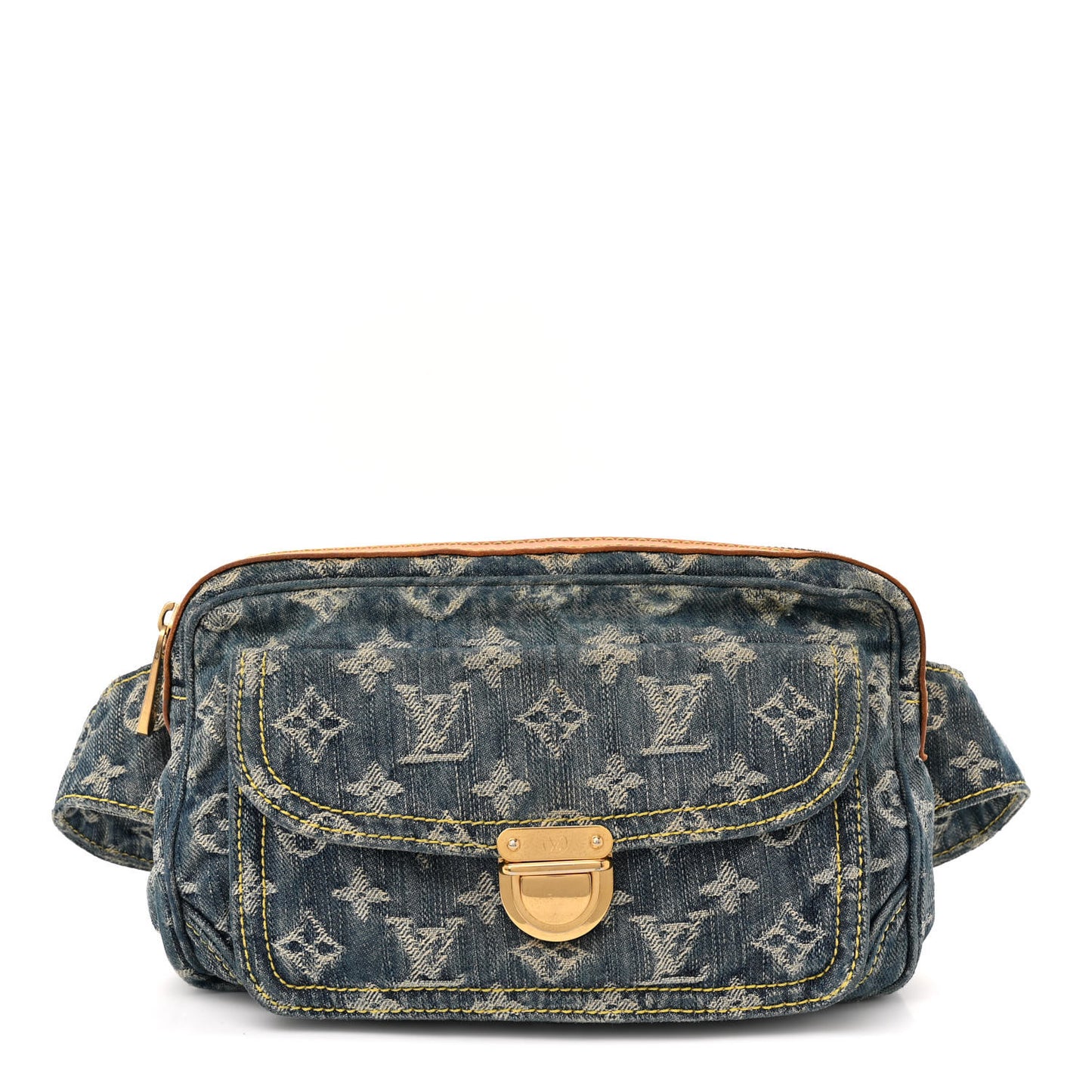 Monogram Denim Bum Bag Blue