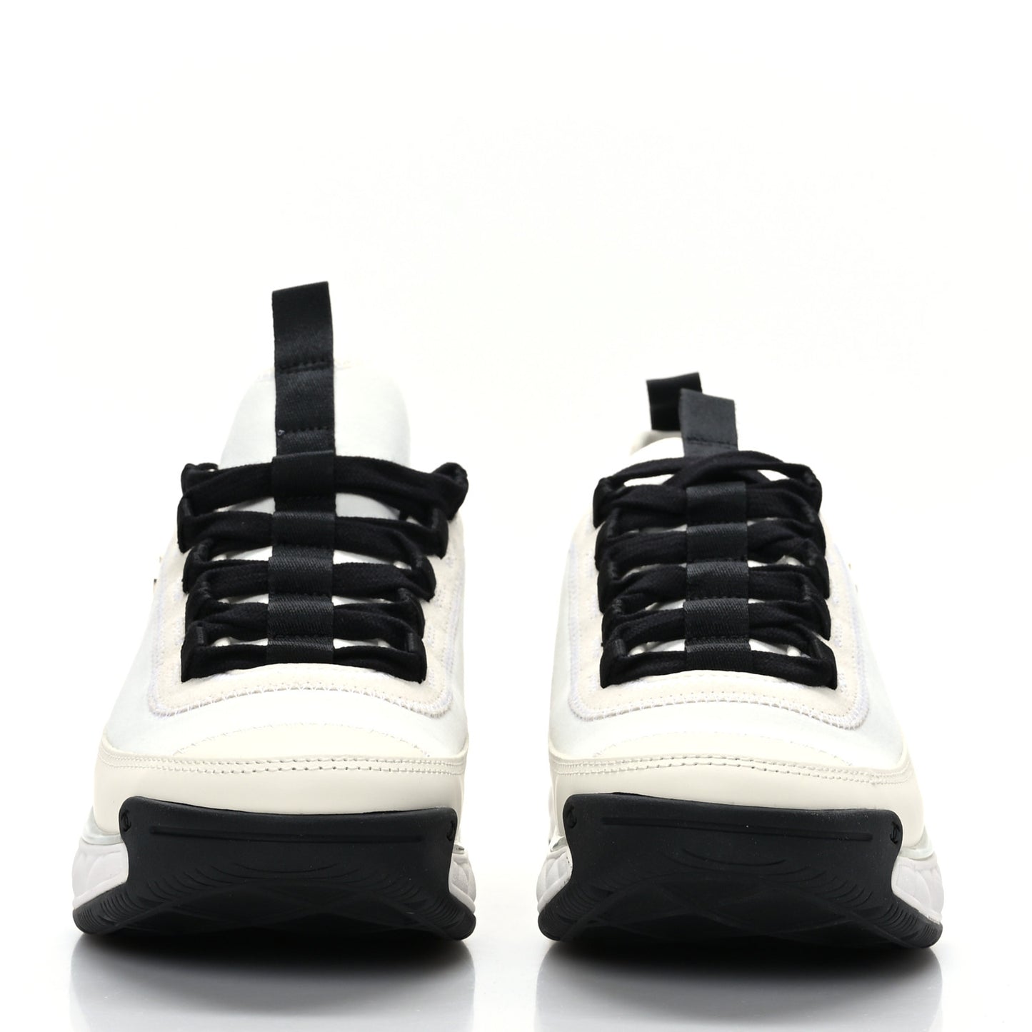 Velvet Calfskin Mixed Fibers CC Sneakers 37 Ivory Black