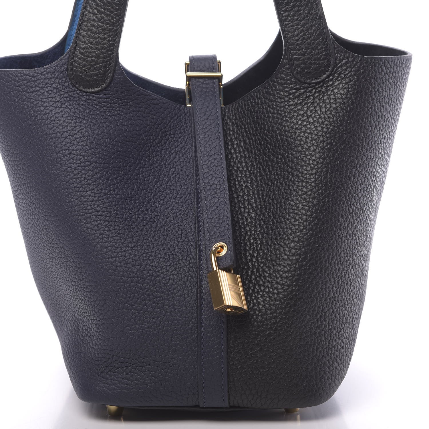 Hermes Taurillon Clemence Casaque Picotin Lock 18 PM Bleu Nuit Black Blue Frida 8 of 11