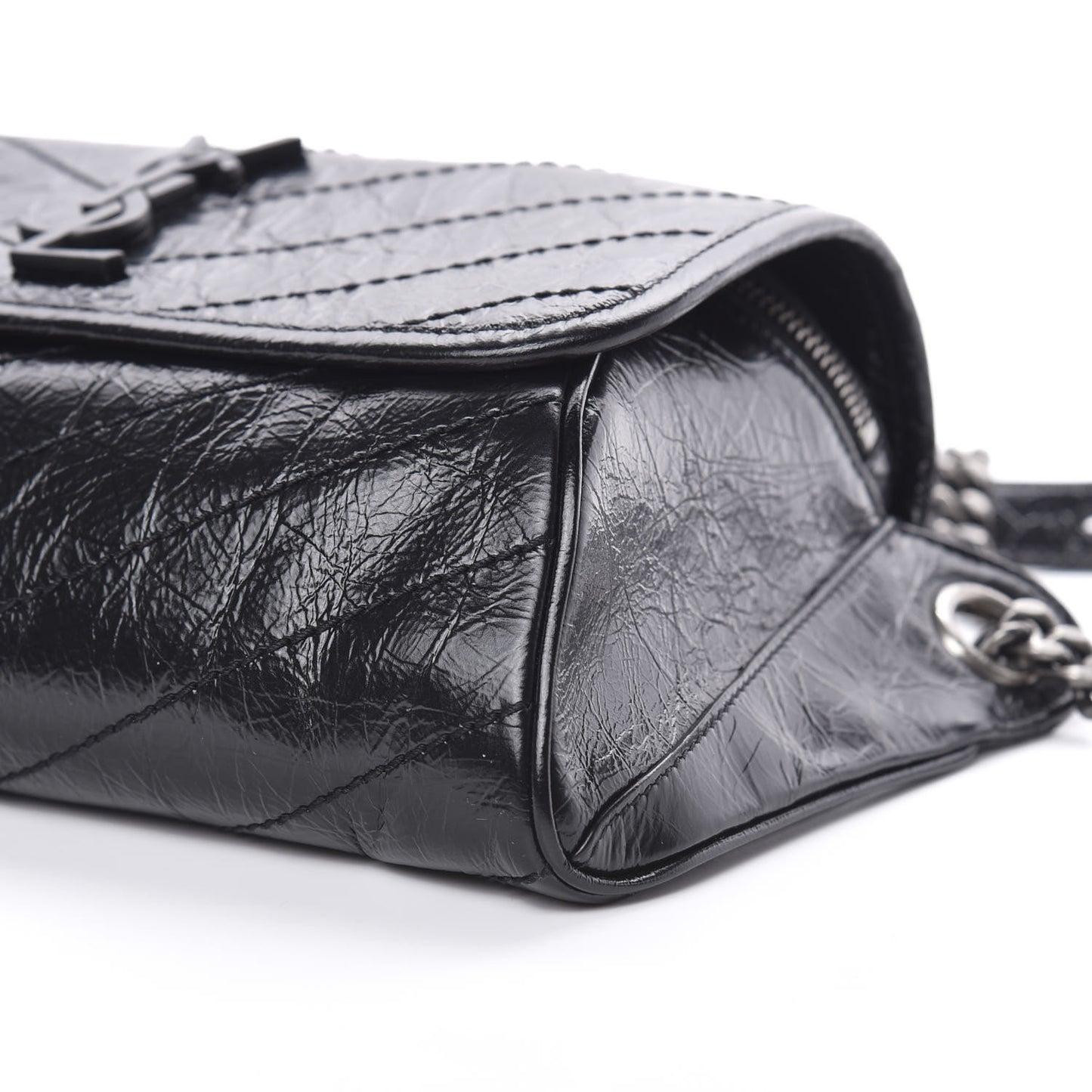 Crinkled Calfskin Matelasse Monogram Niki Body Bag Black