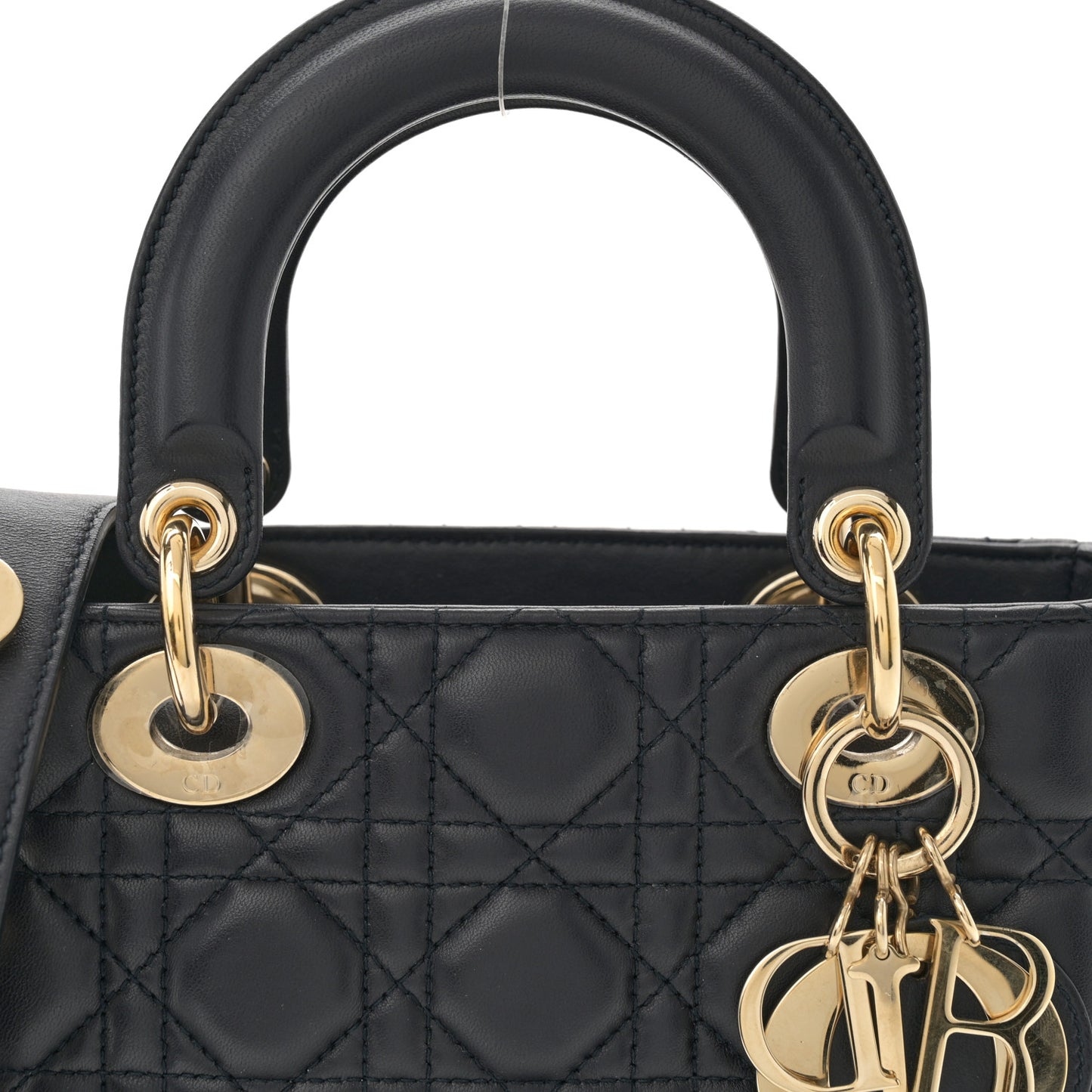 Lambskin Cannage Small Lucky Badges Lady Dior Navy