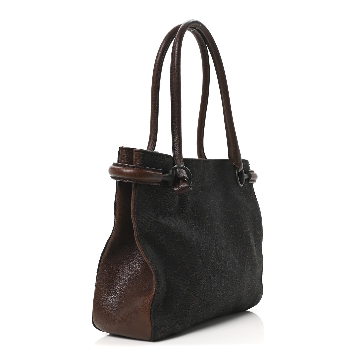 Monogram Denim GG Shoulder Bag Black Brown