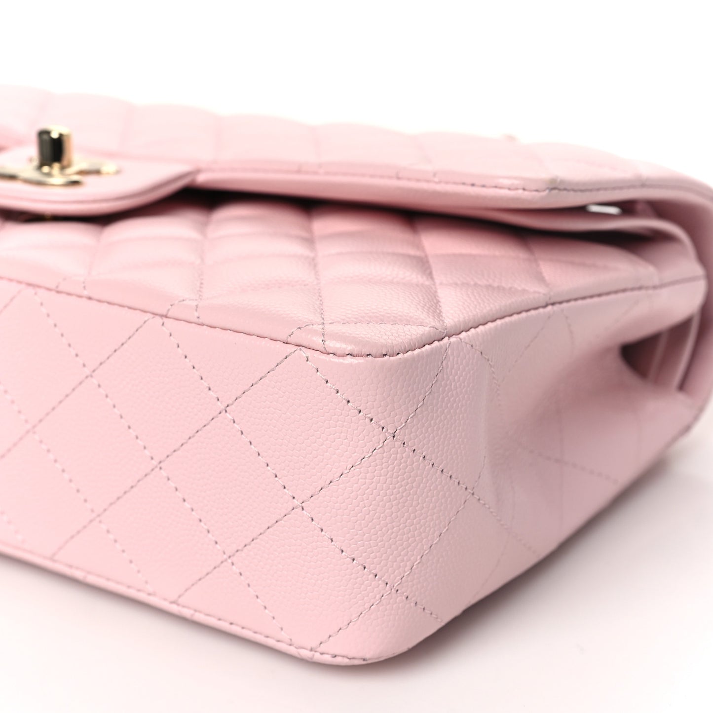 Caviar Quilted Medium Double Flap Light Pink