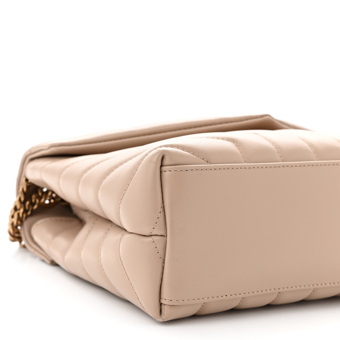 Calfskin Y Quilted Monogram Small Loulou Chain Satchel Dark Beige