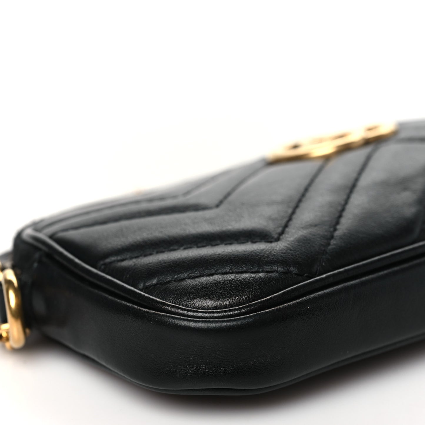 Calfskin Matelasse Mini GG Marmont Chain Crossbody Bag Black