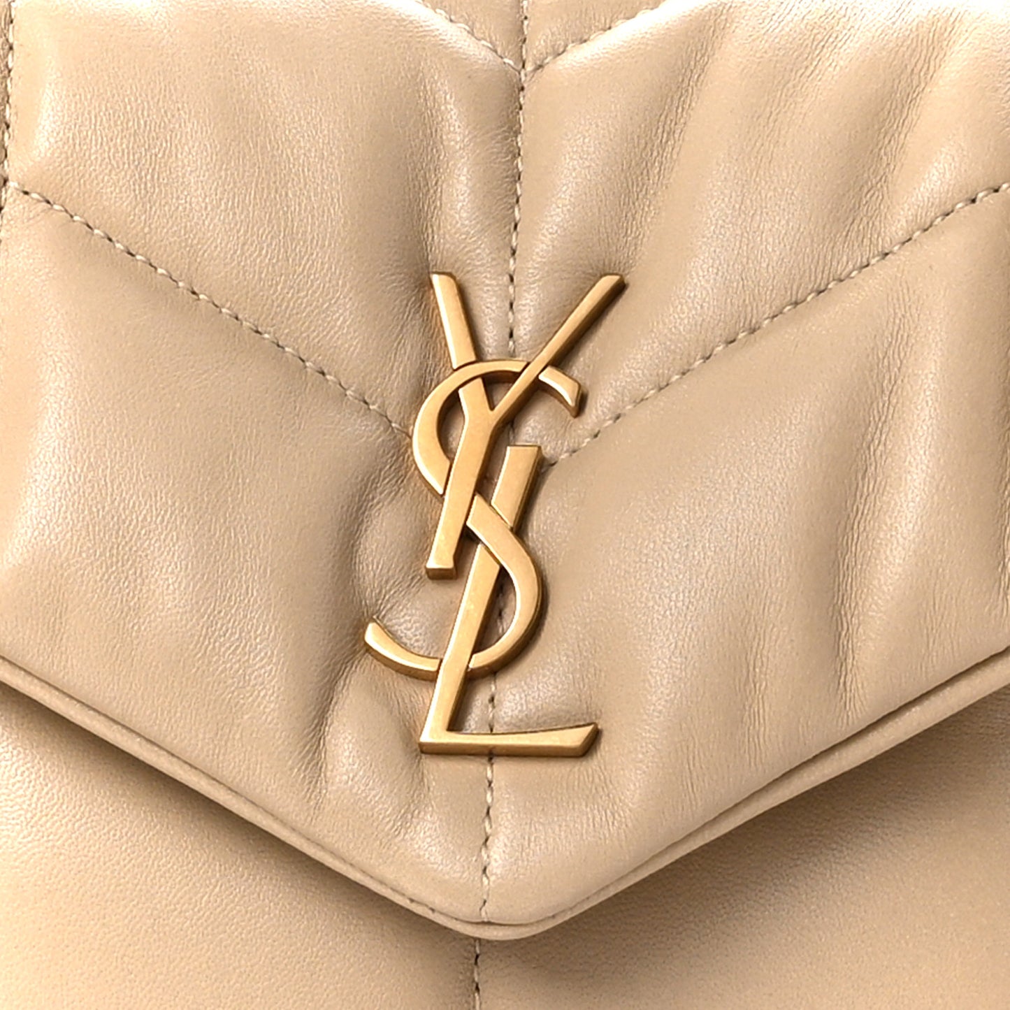 Lambskin Quilted Toy Loulou Puffer Monogram Chain Satchel Avorio