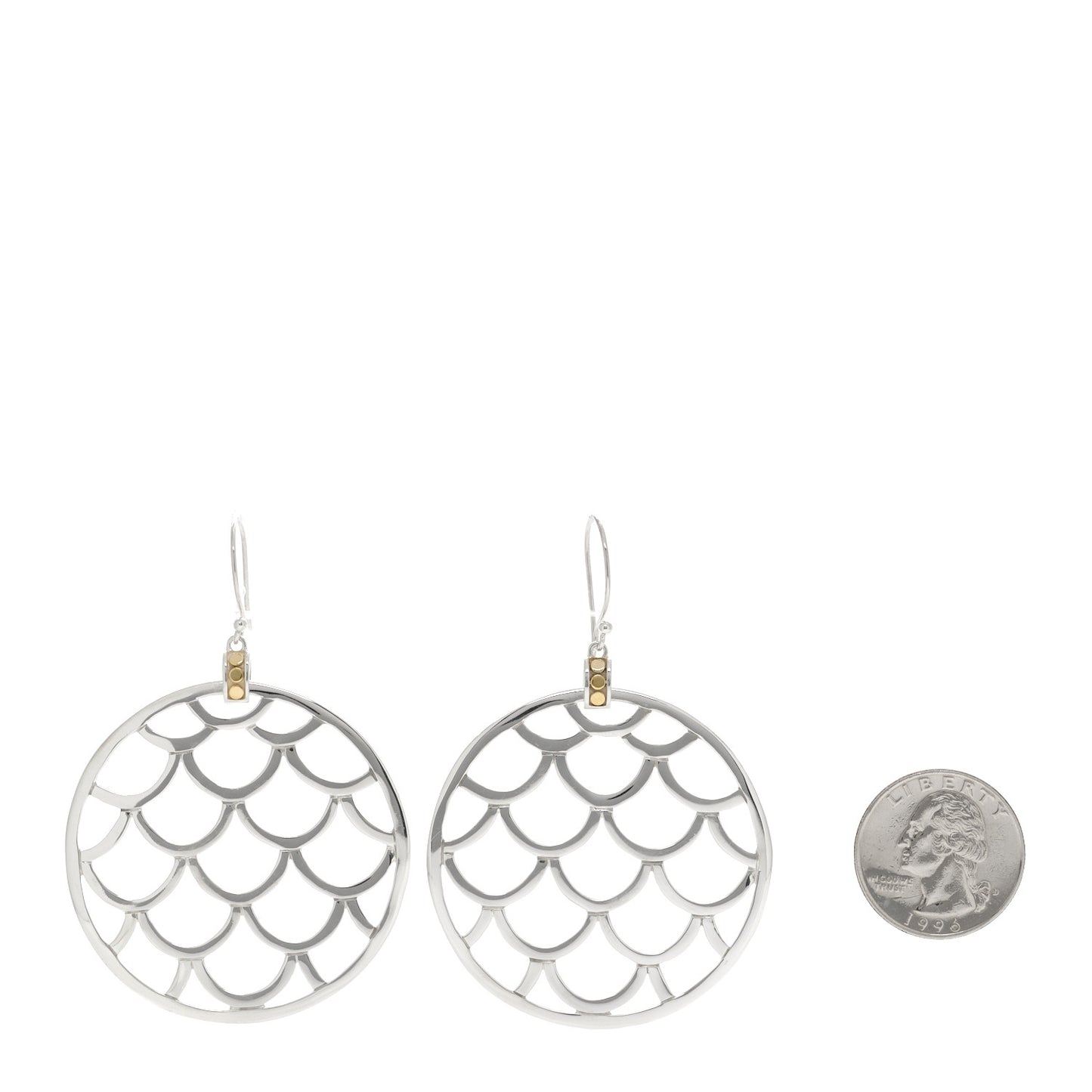 Sterling Silver 18K Yellow Gold Legends Naga Dot Round Drop Earrings