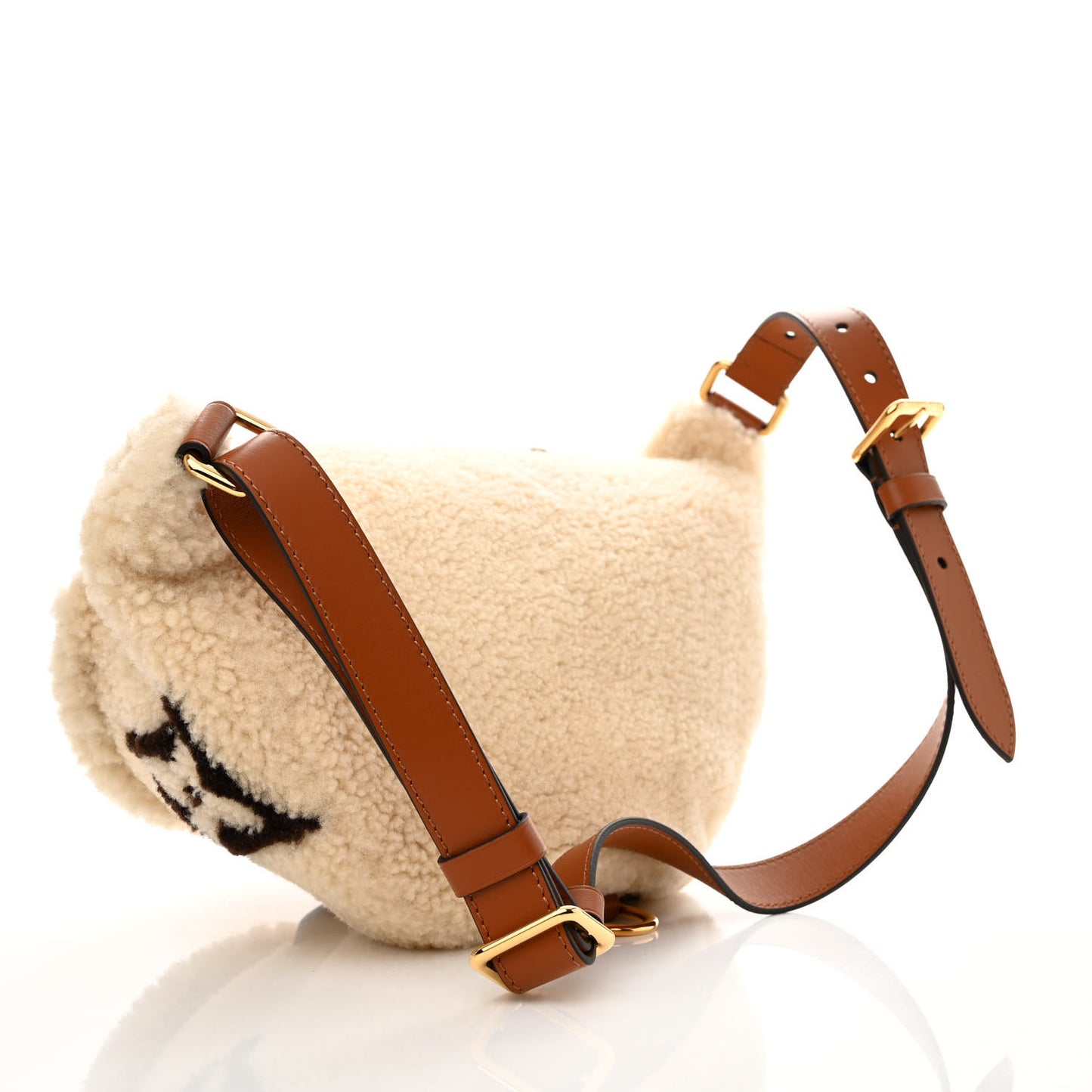Shearling Monogram LV Ski Bumbag Cream Brown
