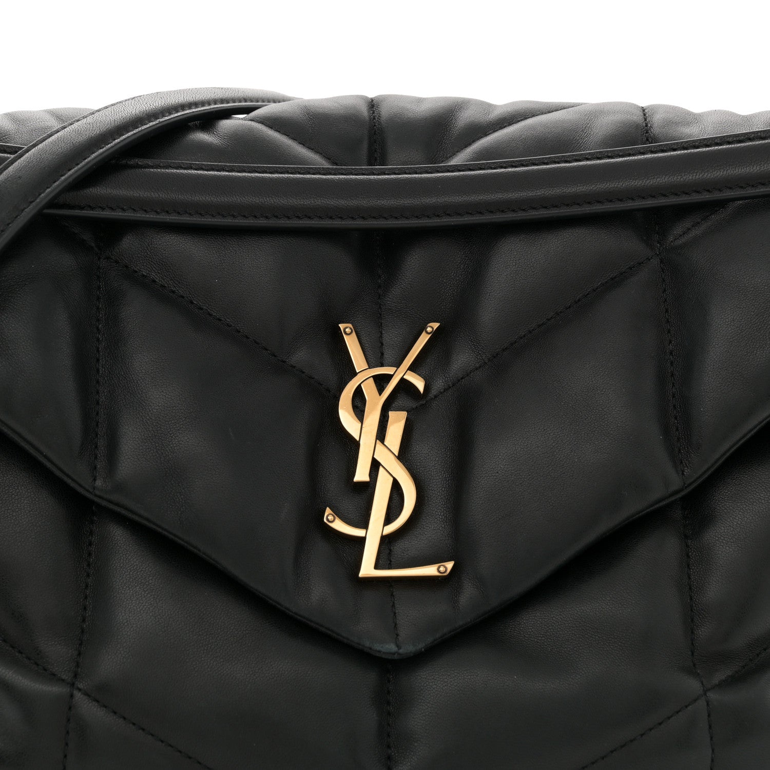 Saint Laurent Lambskin Quilted Medium Loulou Puffer Monogram Chain Satchel Black 8 of 12