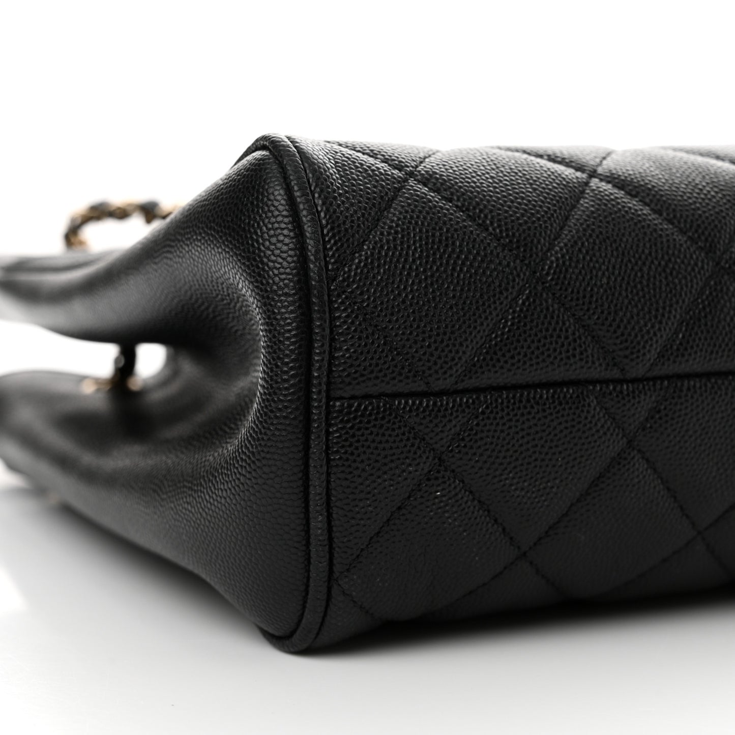 Caviar Quilted In Out Flap Shopping Tote Black