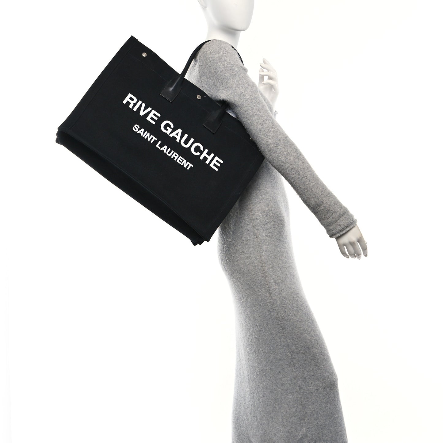 Linen Calfskin Rive Gauche Tote Black
