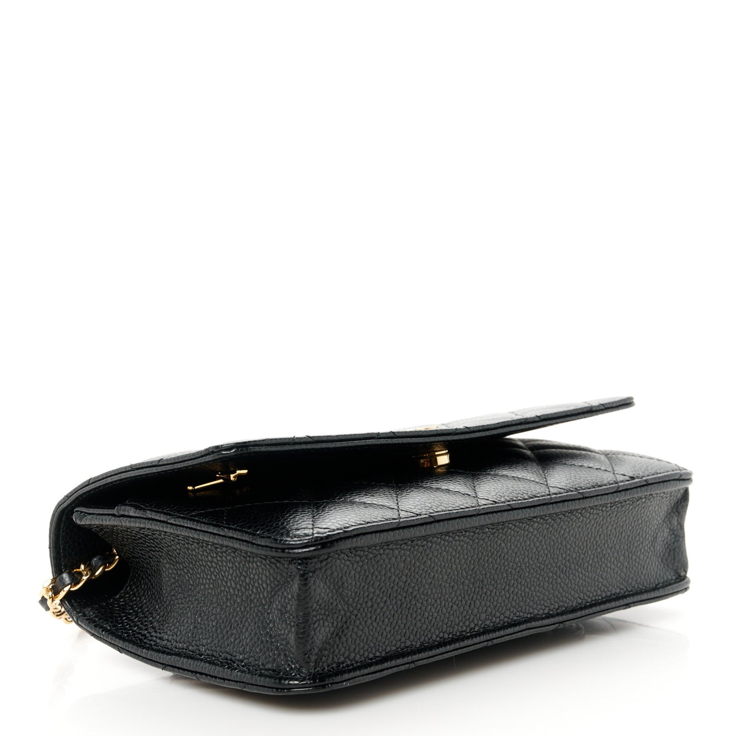 Caviar Quilted Wallet on Chain WOC Black