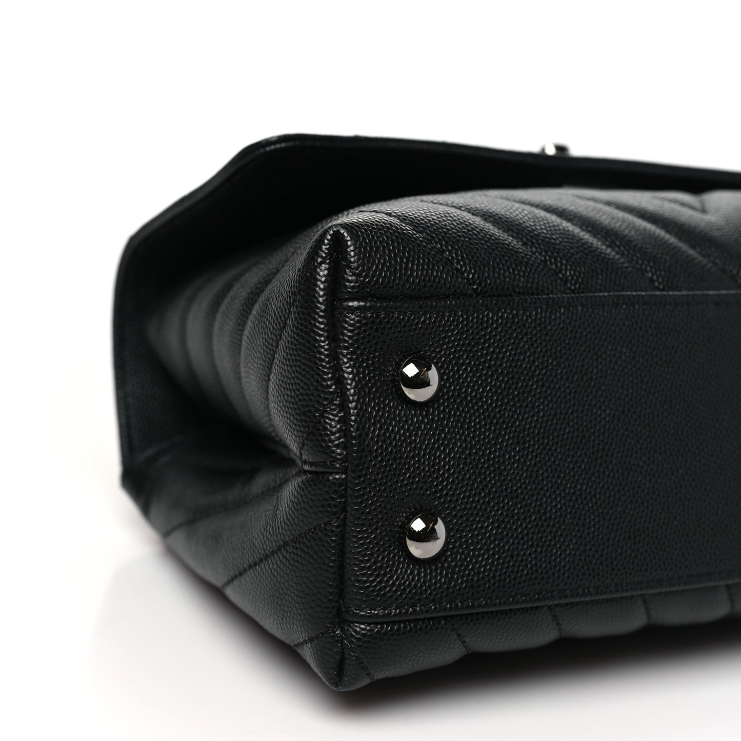 Caviar Chevron Quilted Mini Coco Handle Flap Black