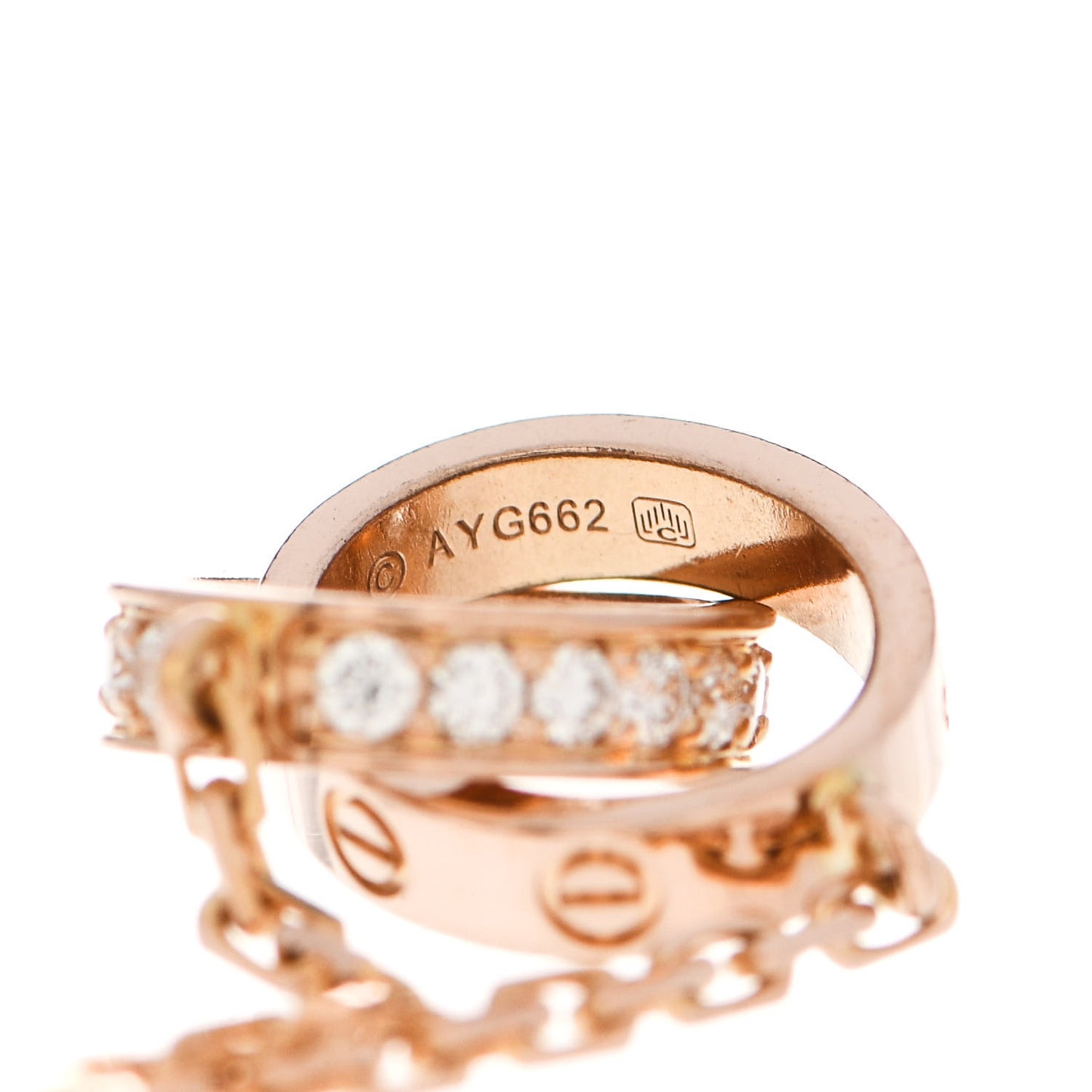 18K Pink Gold Diamond Interlocking LOVE Necklace