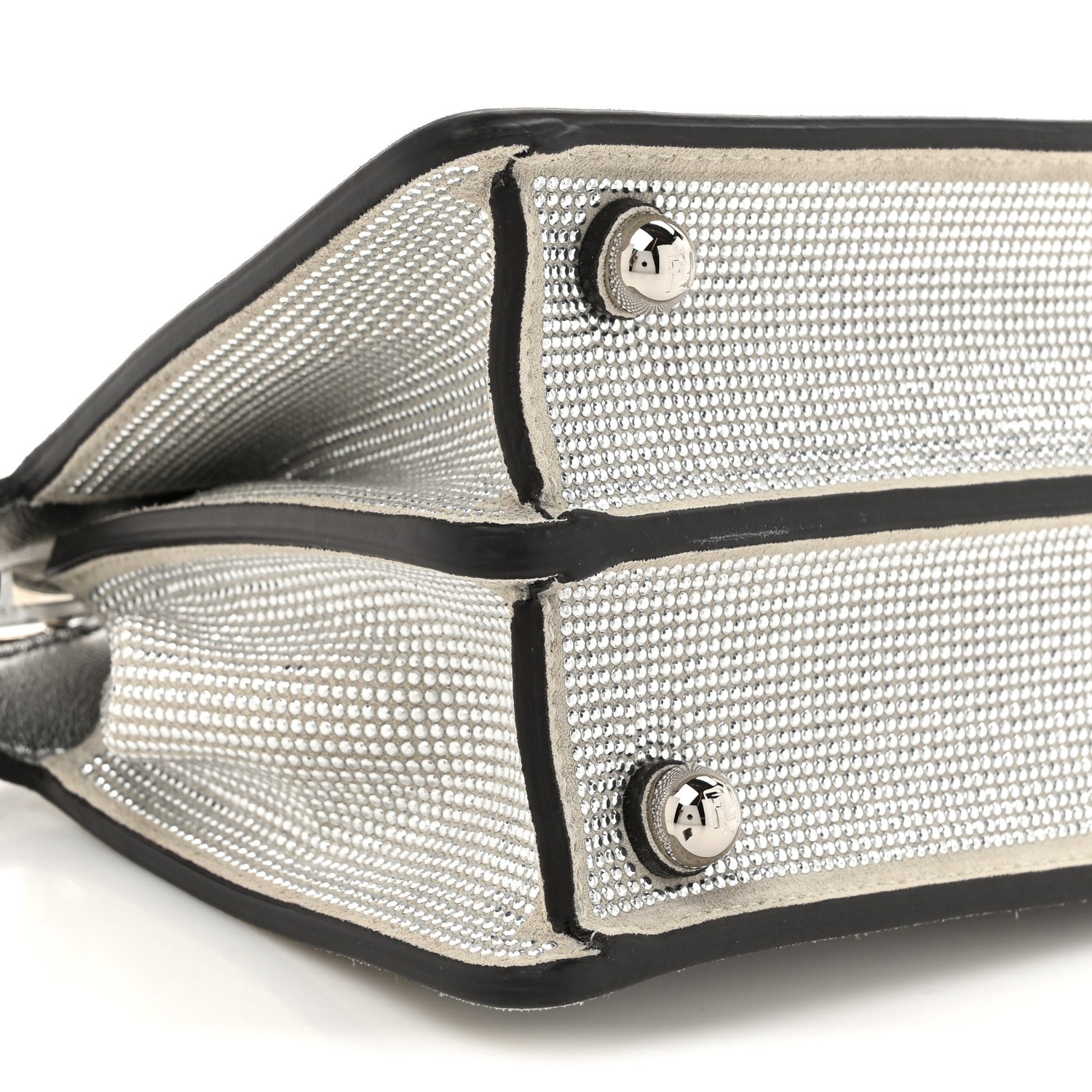 Fendi Crystal Vitello Laminato FF Petite Peekaboo I SEE U Satchel Crystal Argento 10 of 11