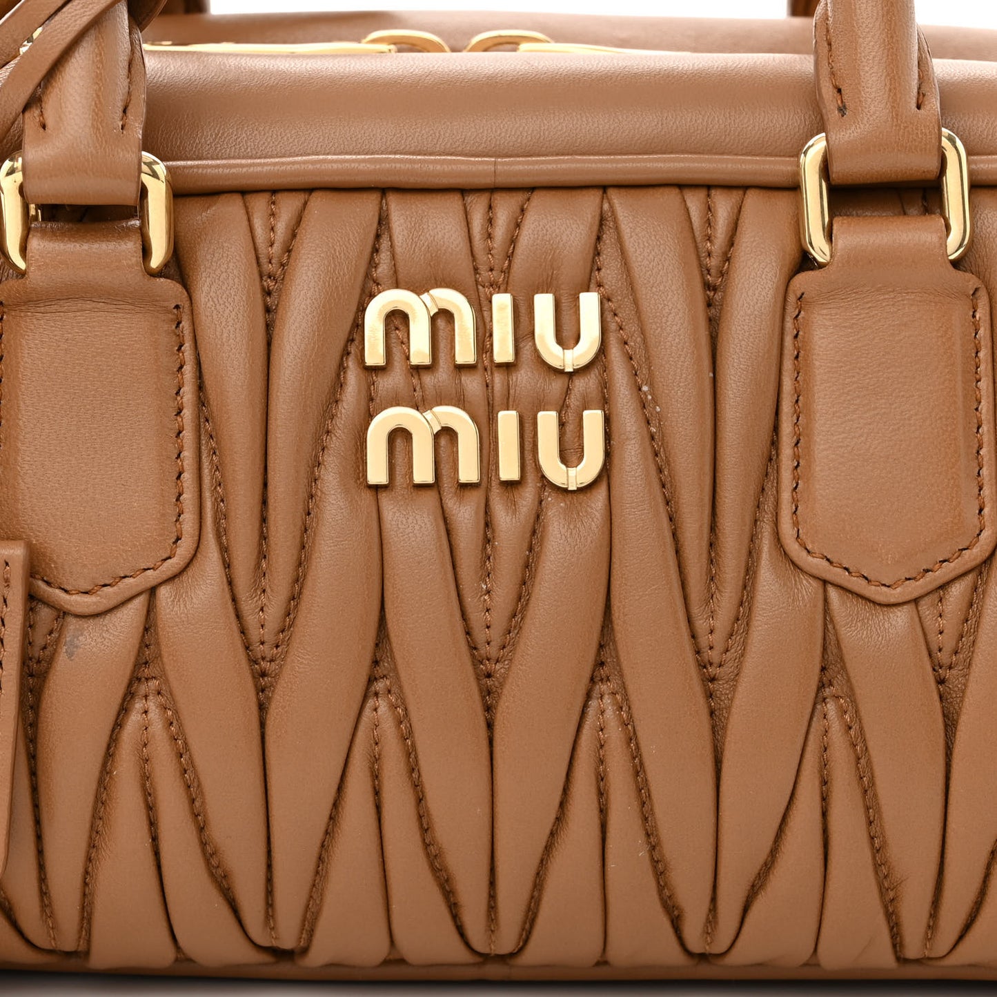 Nappa Matelasse Large Arcadie Top Handle Bag Caramel