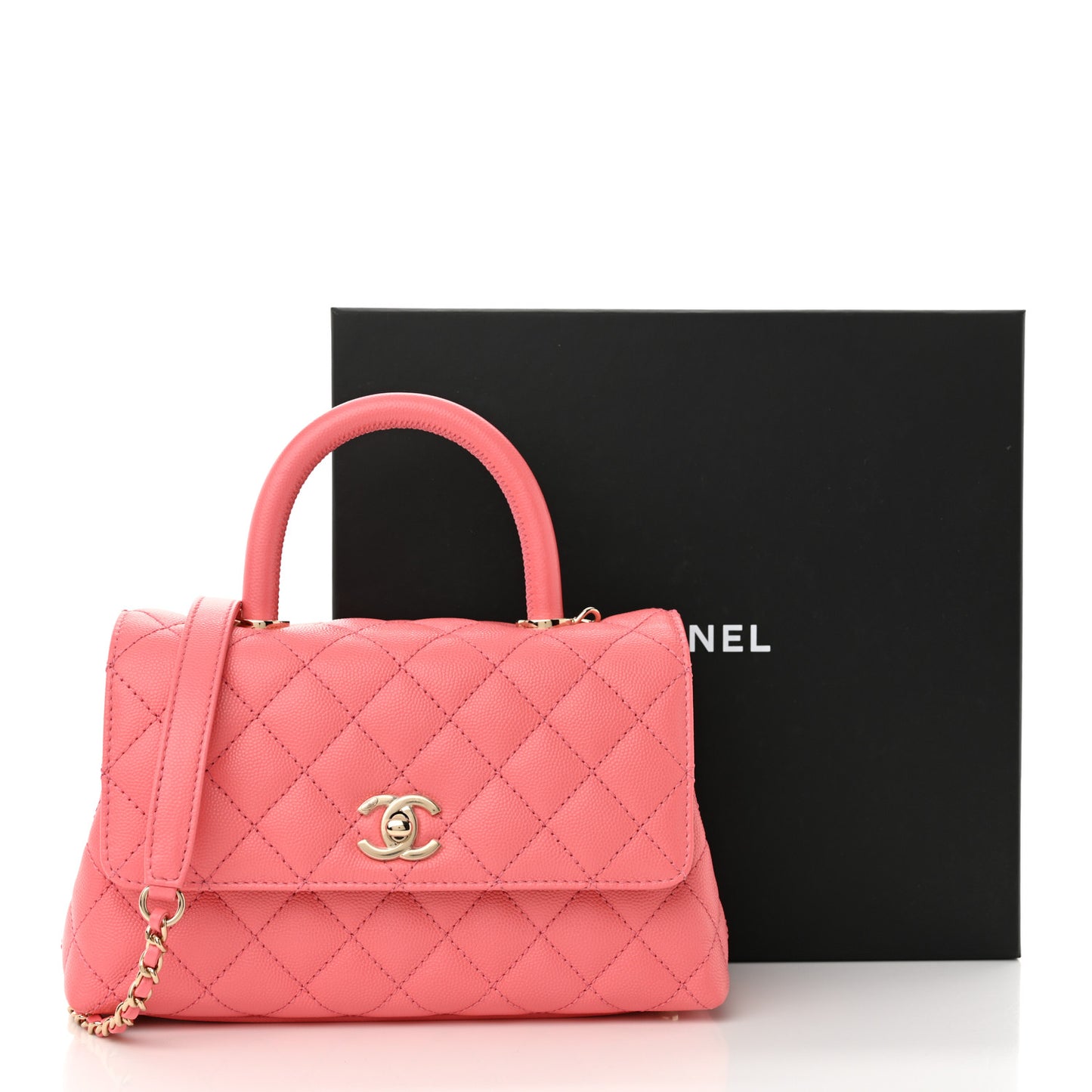 Caviar Quilted Mini Coco Handle Flap Pink