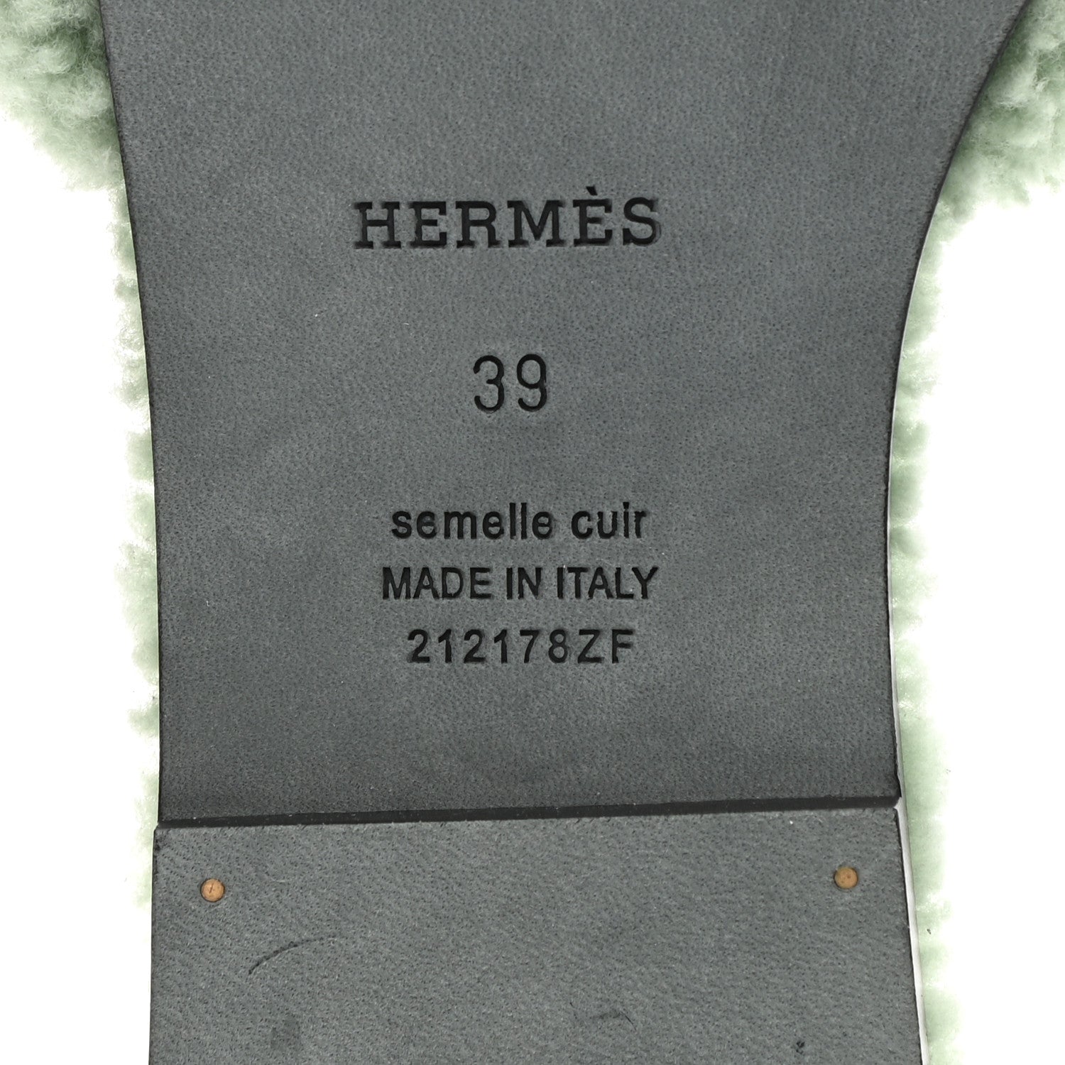 Hermes Woolskin Oran Sandals 39 Vert D'Eau 6 of 7