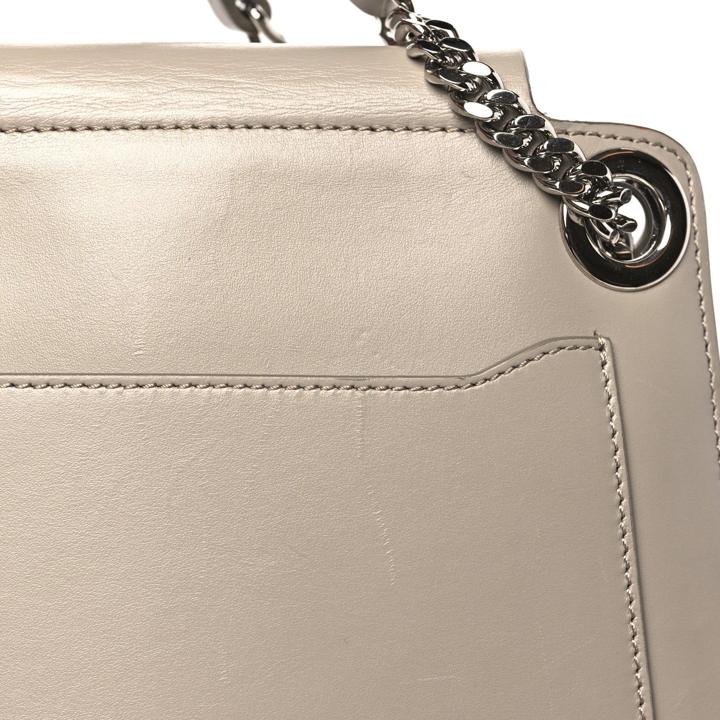Shiny Calfskin Medium Annie Shoulder Bag Motty Grey