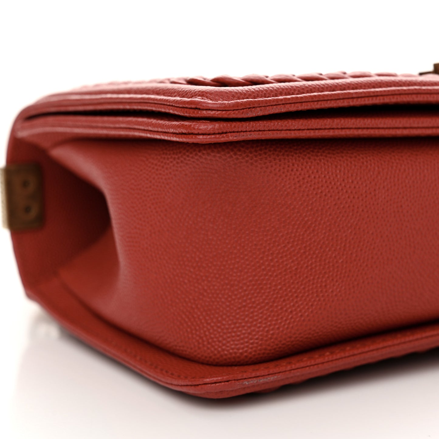 Caviar Chevron Quilted Braided Small Boy Flap Red (TEST SECOND PRODUCT)