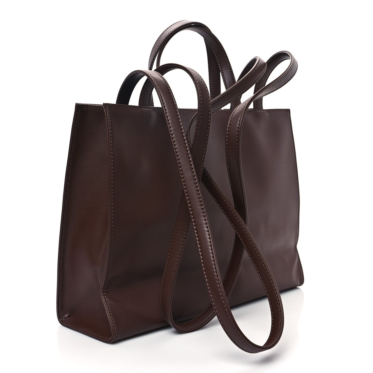 Vegan Leather Medium Shopping Bag Chocolate