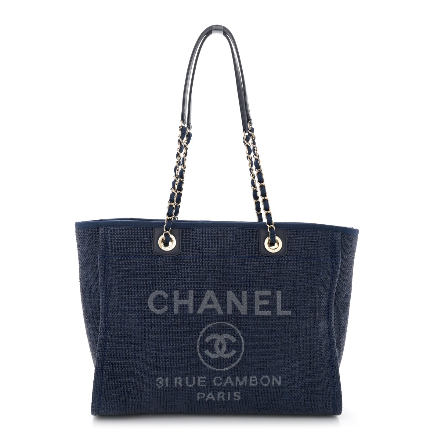 Woven Straw Raffia Small Deauville Tote Blue