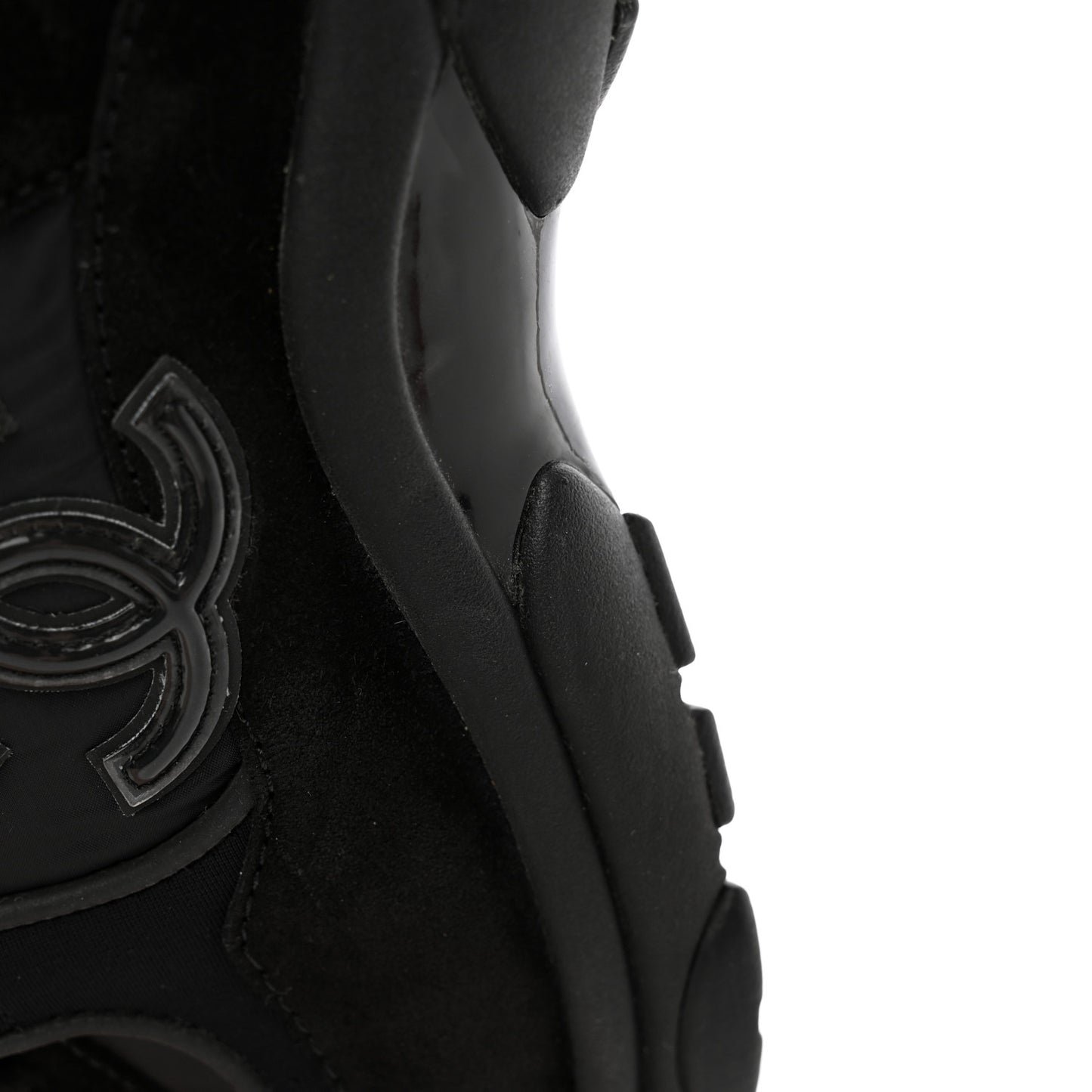 Fabric Calfskin Suede CC Sneakers 36 Black