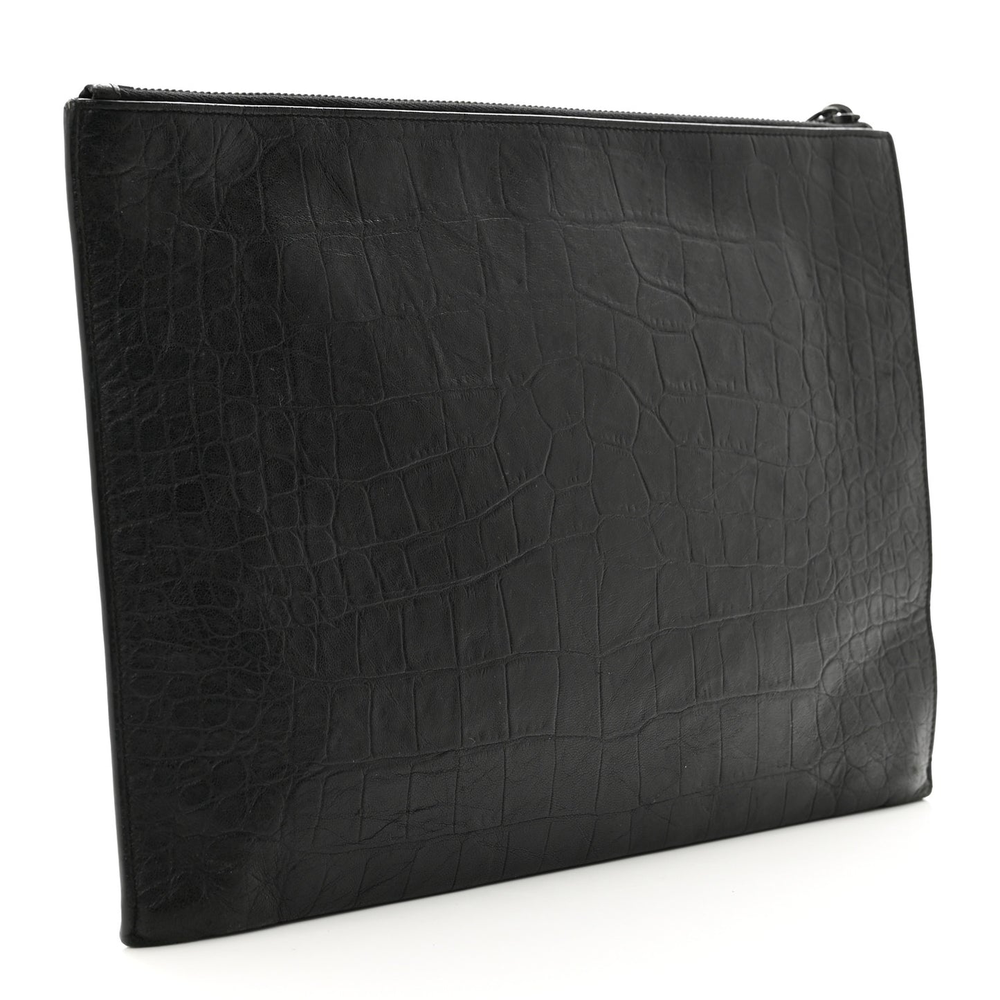 Calfskin Crocodile Embossed Monogram iPad Case Black