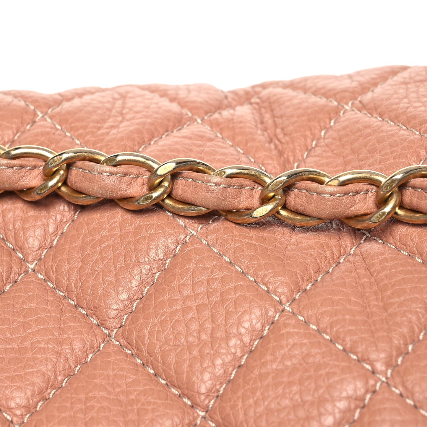 Calfskin Quilted XXL Travel Flap Bag Camel