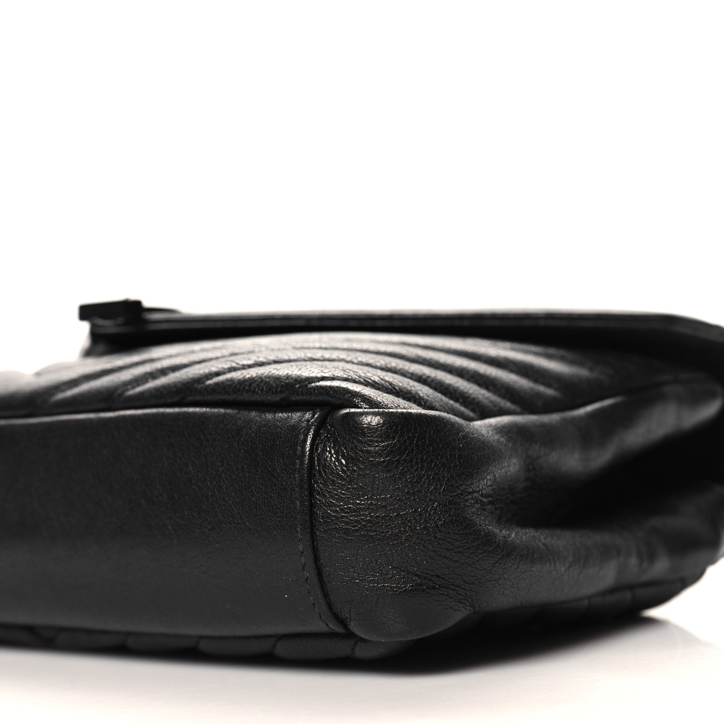 Sheepskin Matelasse Chevron Monogram Monochrome Medium College Bag Black