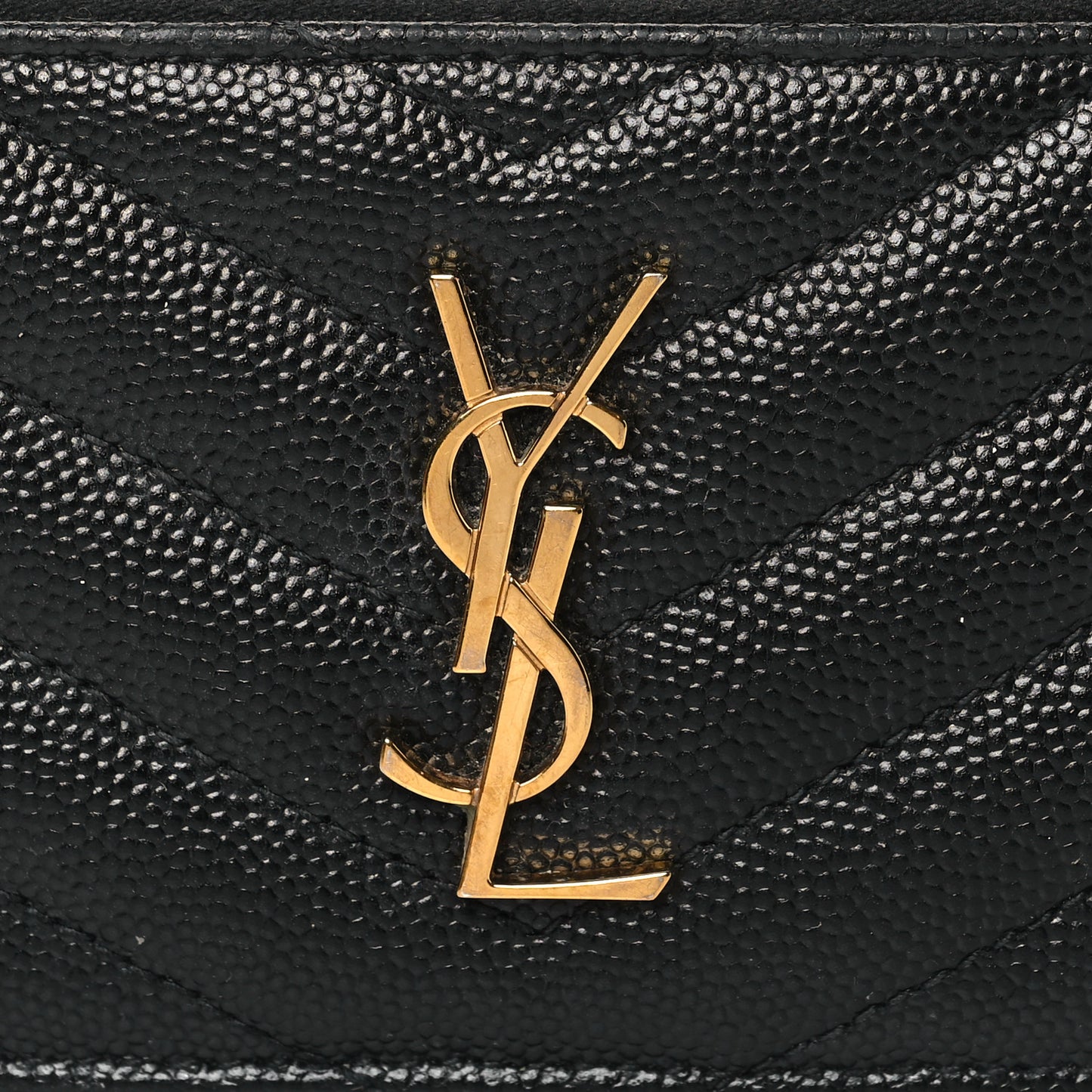 Grain De Poudre Matelasse Chevron Monogram Fragments Zippered Card Case Black