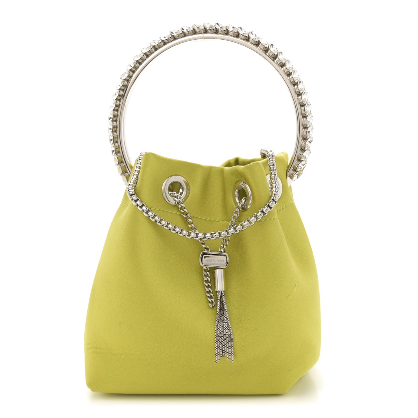 Satin Crystal Embellished Bon Bon Bag Lime