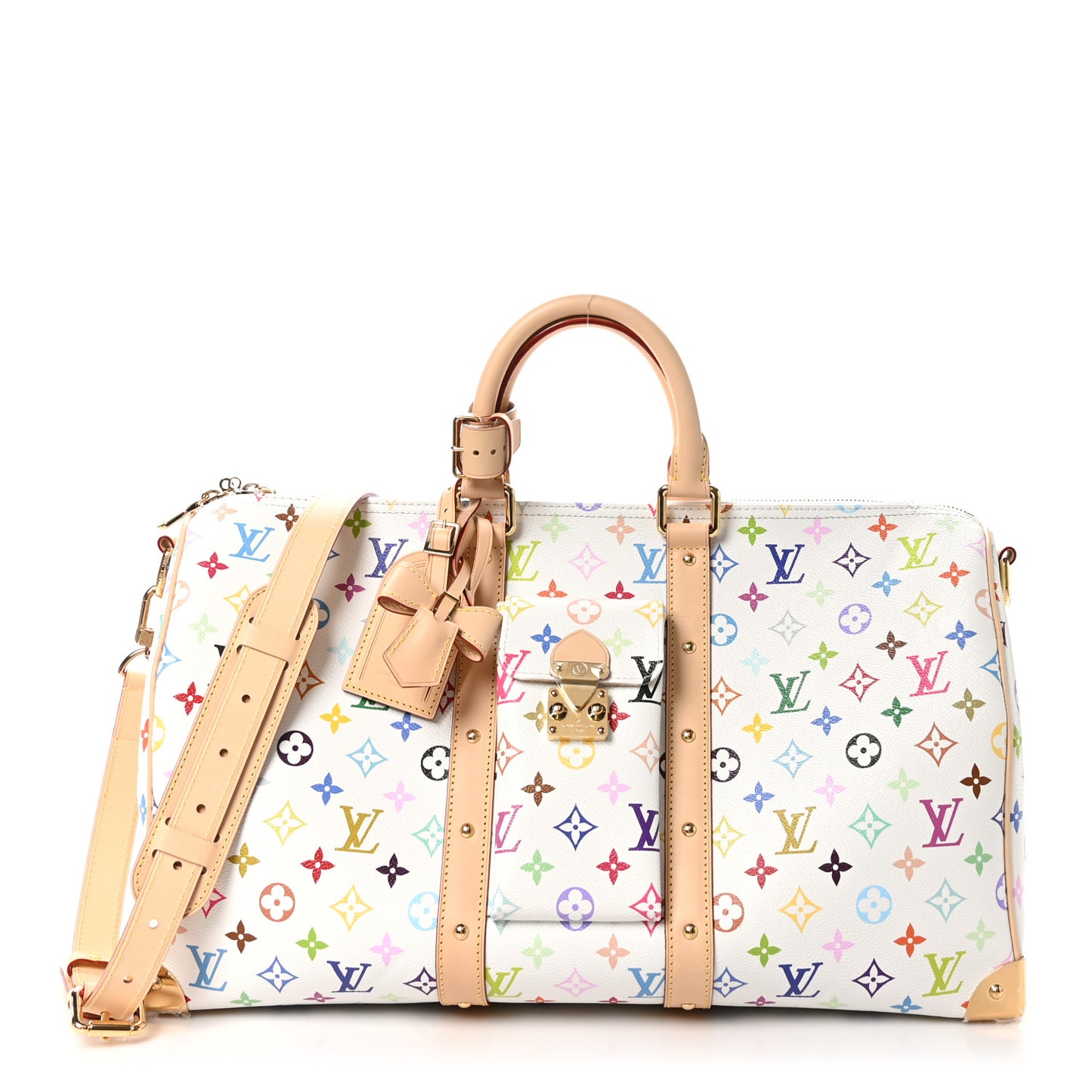 LV X TM Monogram Multicolor Keepall Bandouliere 45 White