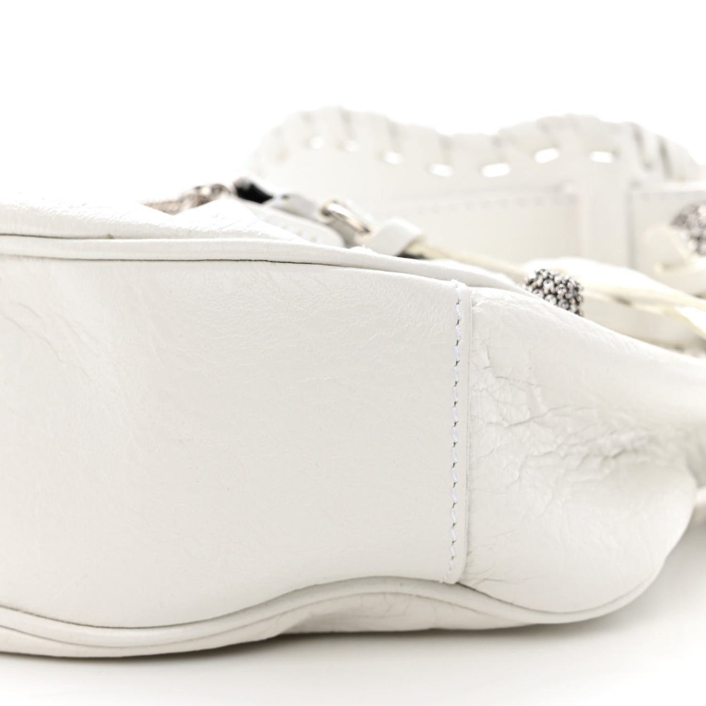 Agneau Arena Crystal Le Cagole Shoulder Bag XS Optic White