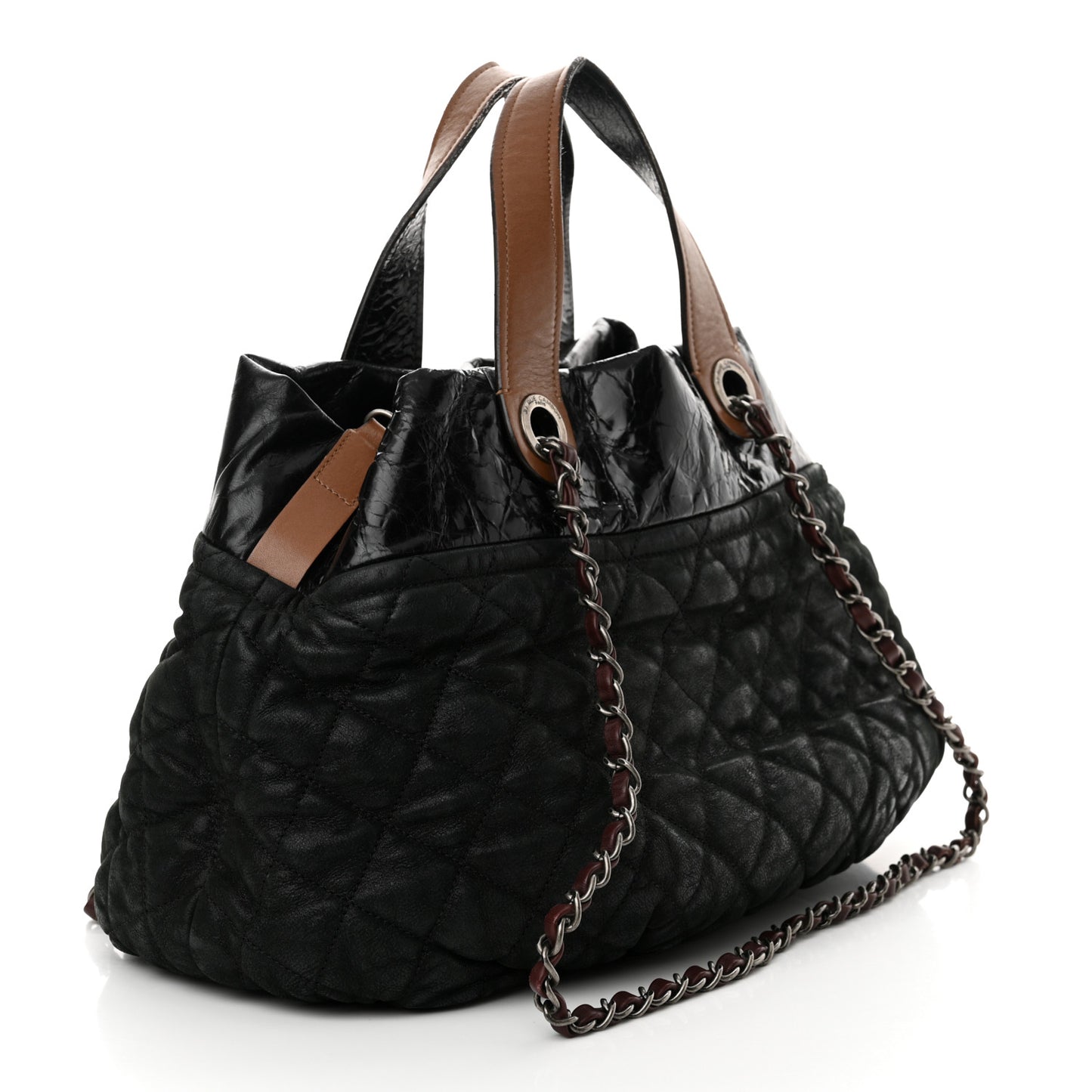 Iridescent Calfskin Small In The Mix Tote Black